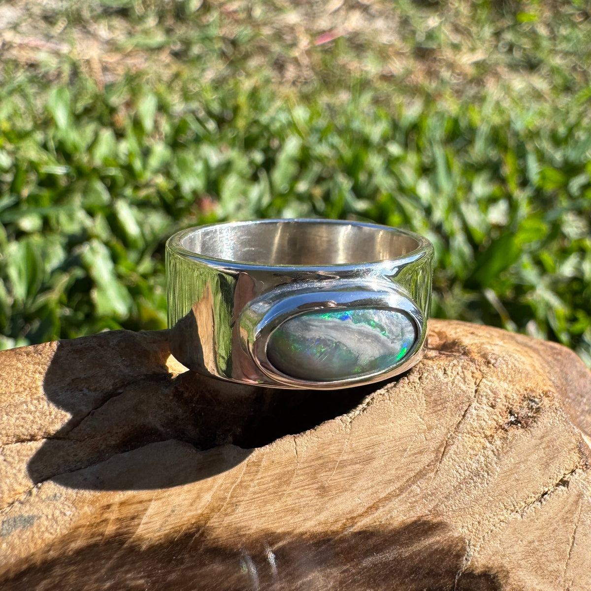 1.8ct Lightning Ridge Semi Black Opal Ring ~ 'Geikie Gorge Twilight' | 925 Sterling Silver | Solid Australian Opal