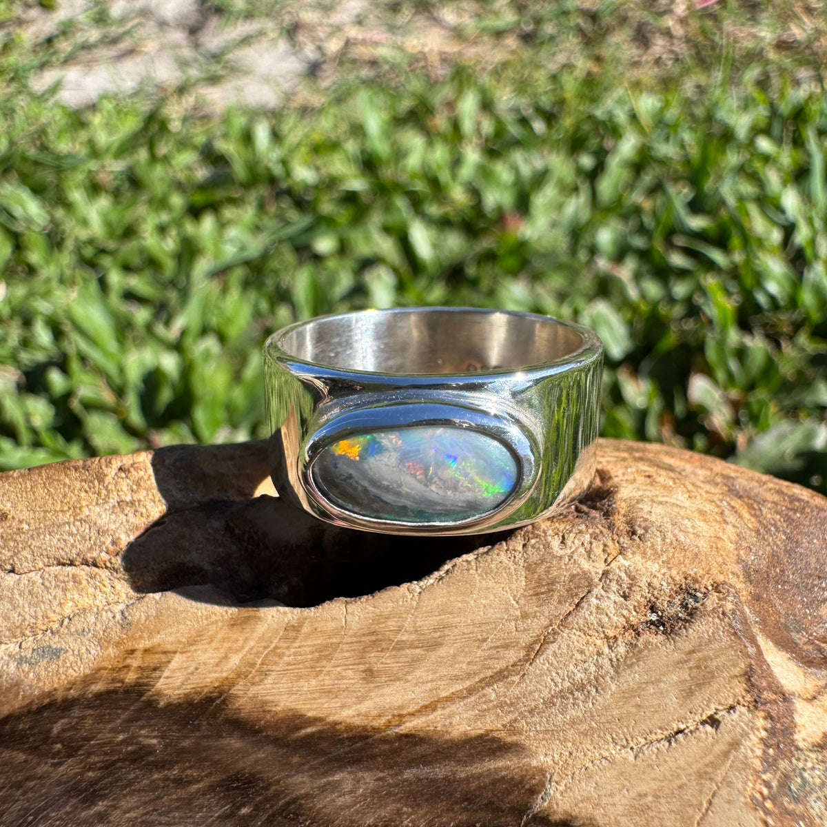 1.8ct Lightning Ridge Semi Black Opal Ring ~ 'Geikie Gorge Twilight' | 925 Sterling Silver | Solid Australian Opal