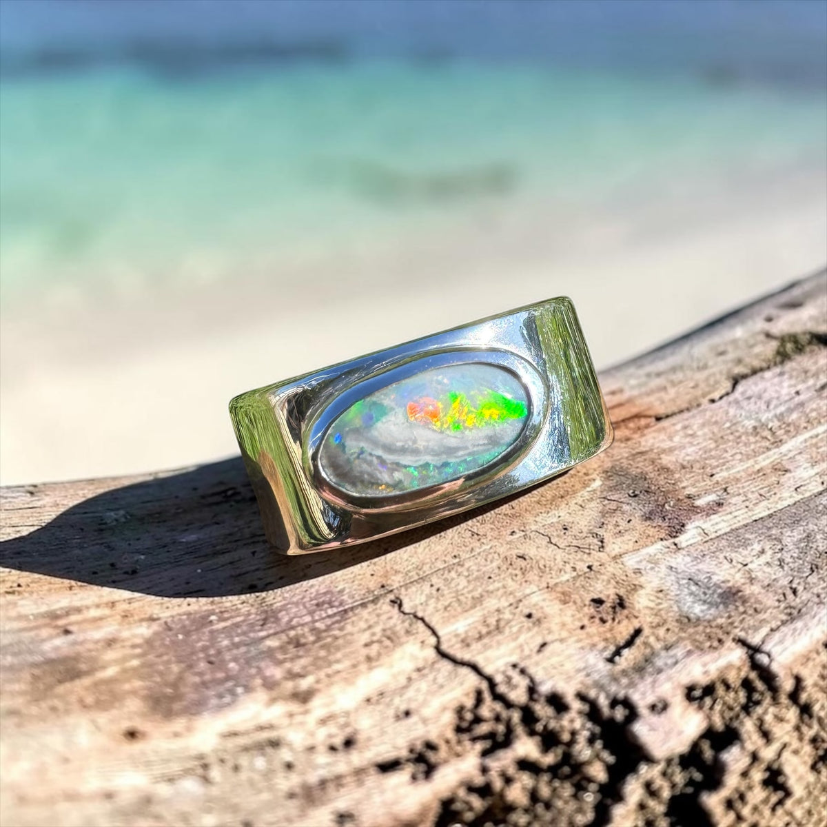 1.8ct Lightning Ridge Semi Black Opal Ring ~ 'Geikie Gorge Twilight' | 925 Sterling Silver | Solid Australian Opal