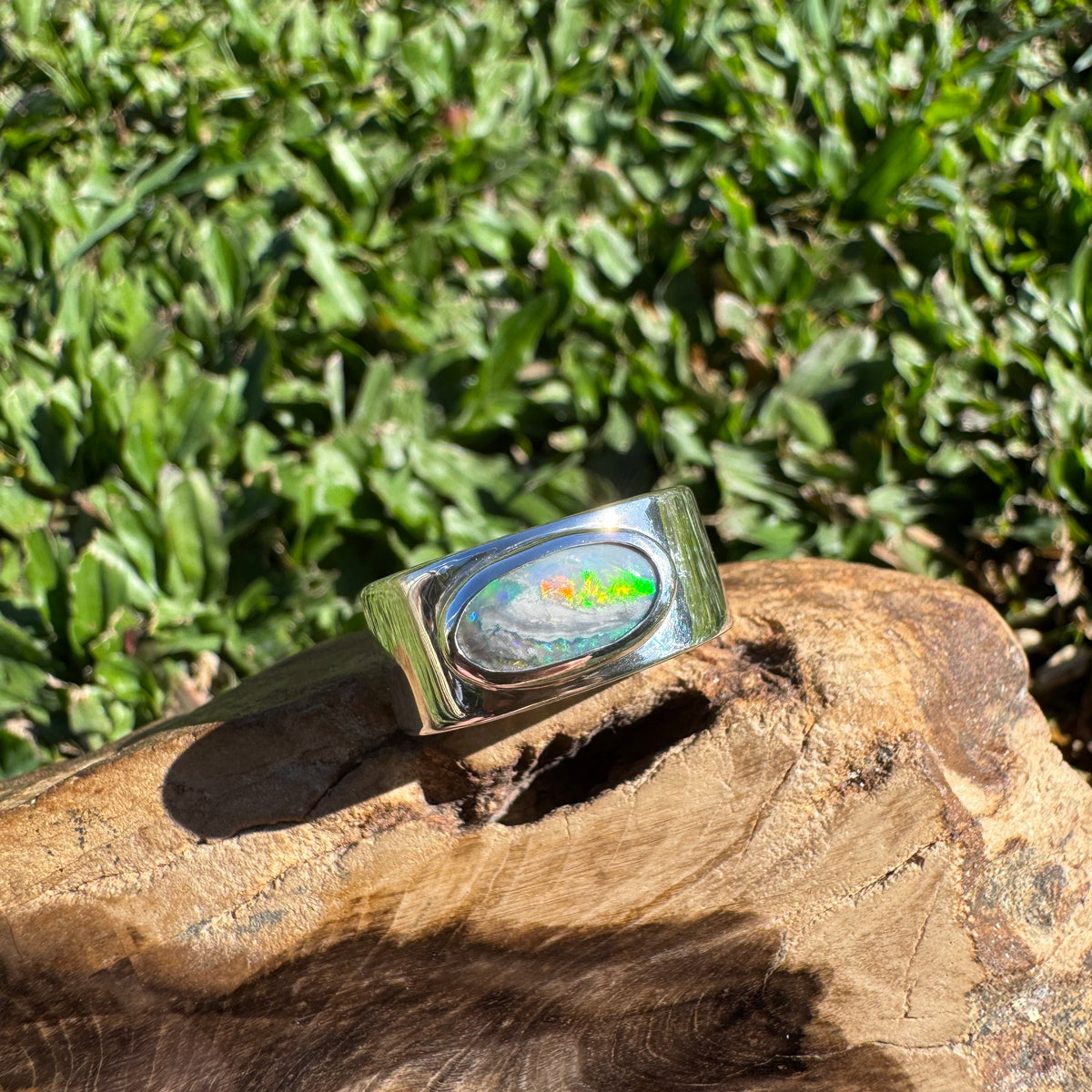 1.8ct Lightning Ridge Semi Black Opal Ring ~ 'Geikie Gorge Twilight' | 925 Sterling Silver | Solid Australian Opal