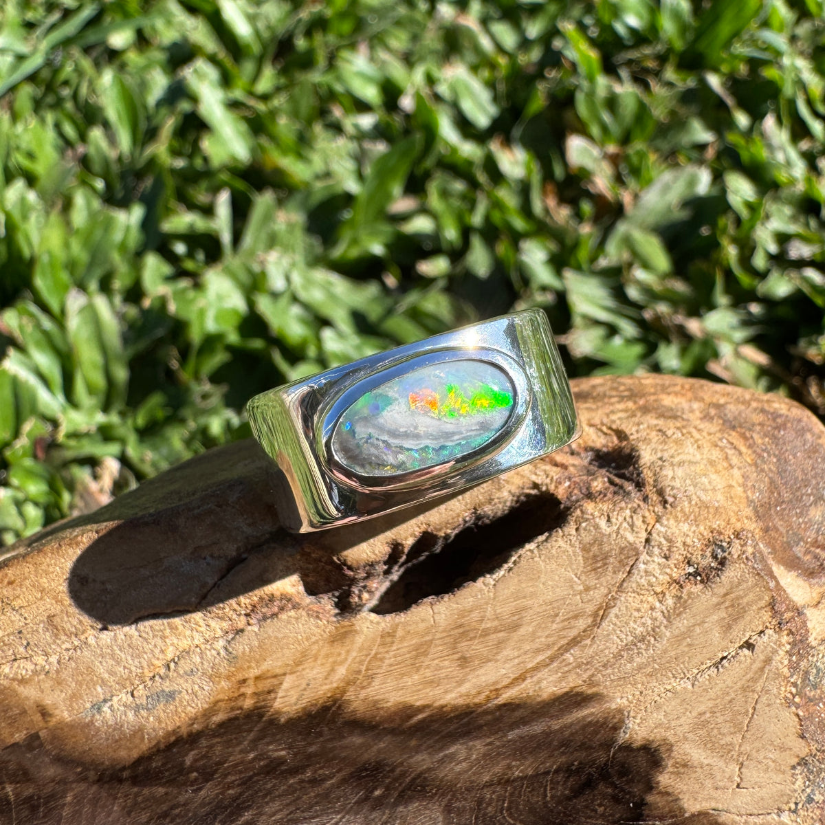 1.8ct Lightning Ridge Semi Black Opal Ring ~ 'Geikie Gorge Twilight' | 925 Sterling Silver | Solid Australian Opal