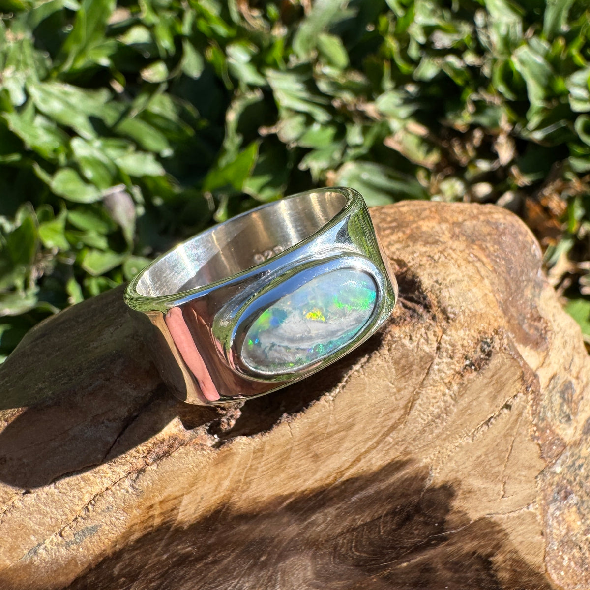 1.8ct Lightning Ridge Semi Black Opal Ring ~ 'Geikie Gorge Twilight' | 925 Sterling Silver | Solid Australian Opal