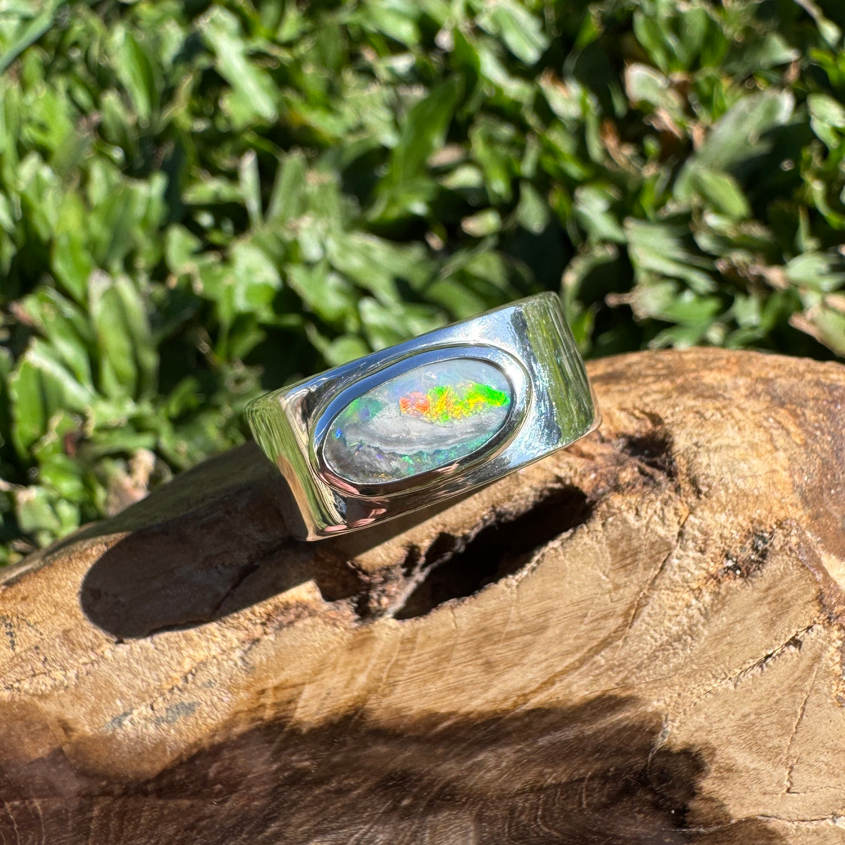 1.8ct Lightning Ridge Semi Black Opal Ring ~ 'Geikie Gorge Twilight' | 925 Sterling Silver | Solid Australian Opal