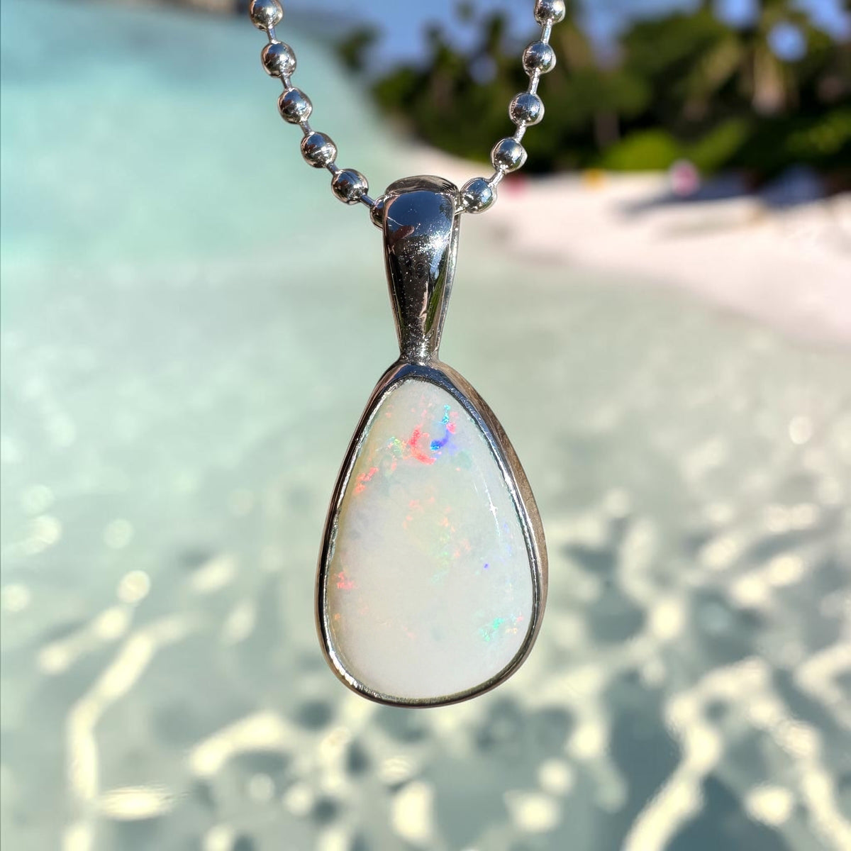 1.7ct Coober Pedy Opal Pendant Necklace ~ 'Baird Bay Coral' | 925 Sterling Silver | Solid Australian Opal