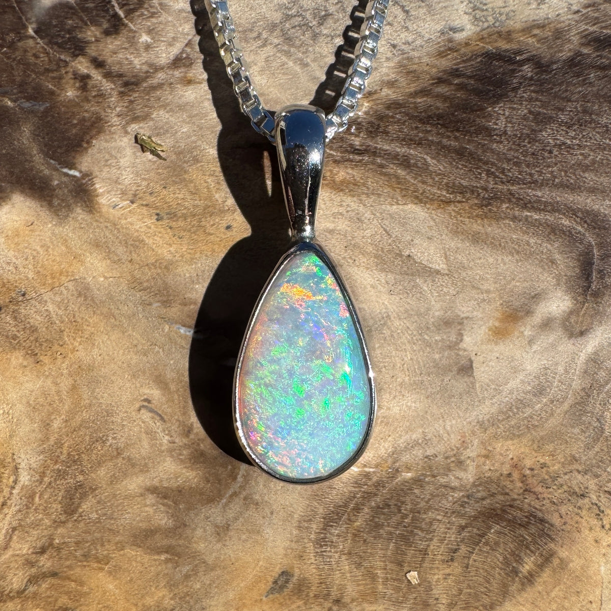 1ct Lightning Ridge Opal Pendant Necklace ~ 'Coolangatta Carnival' | 925 Sterling Silver | Solid Australian Opal