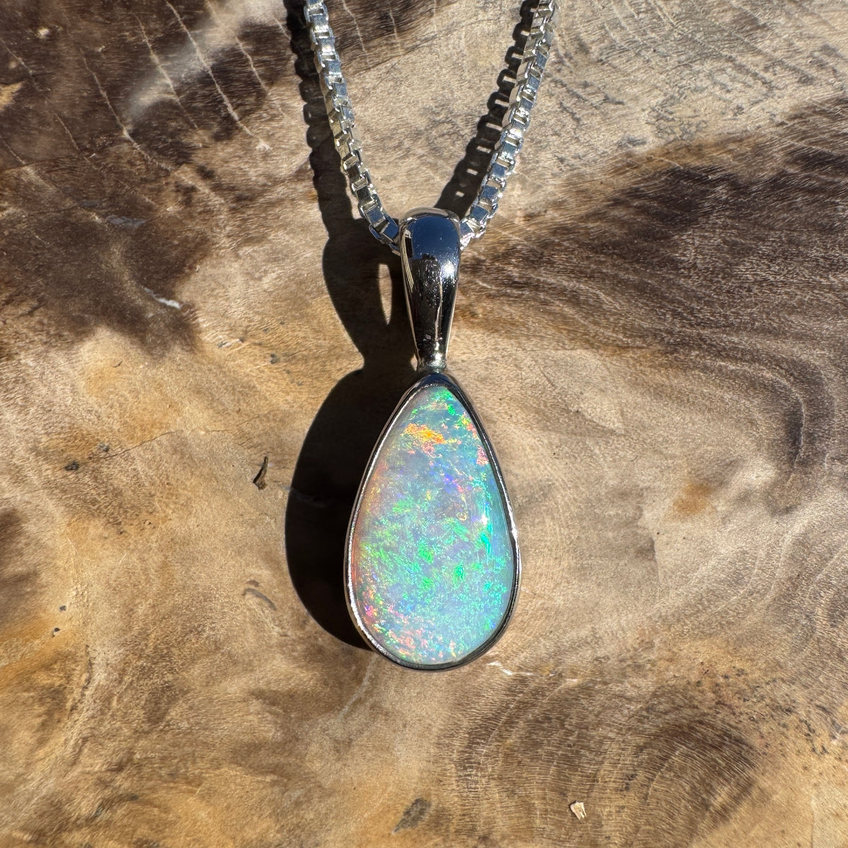 1ct Lightning Ridge Opal Pendant Necklace ~ 'Coolangatta Carnival' | 925 Sterling Silver | Solid Australian Opal