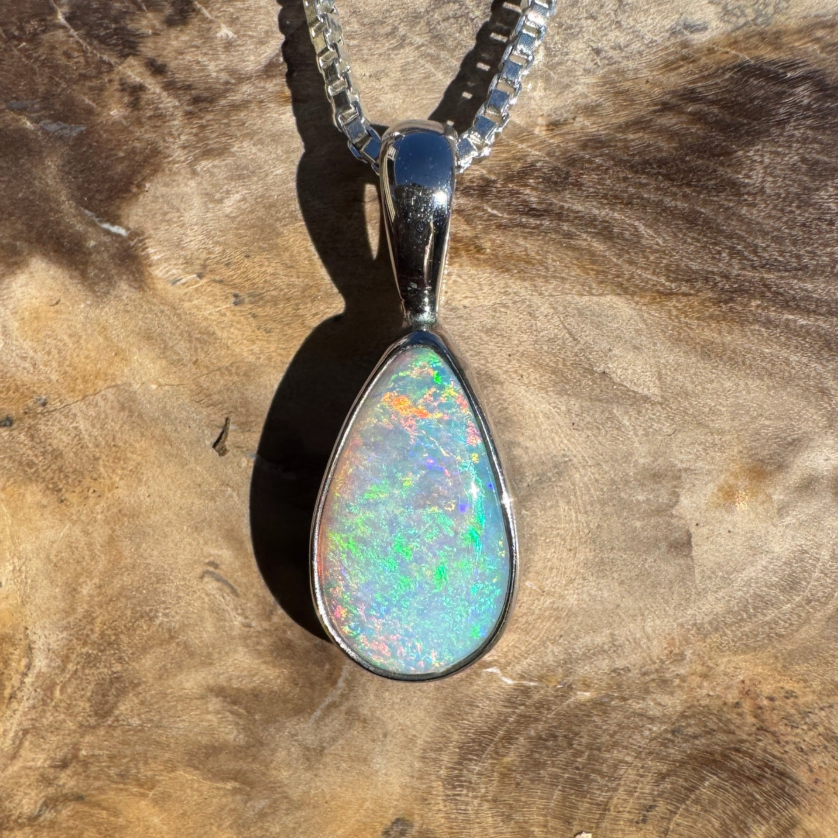 1ct Lightning Ridge Opal Pendant Necklace ~ 'Coolangatta Carnival' | 925 Sterling Silver | Solid Australian Opal