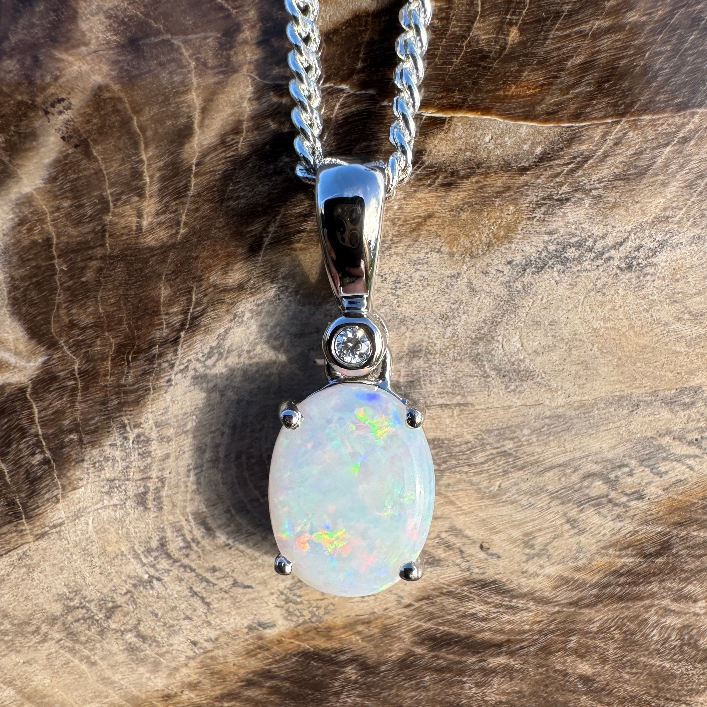 1.2ct Coober Pedy Opal Pendant Necklace ~ 'Marree Mirage' | 925 Sterling Silver | Solid Australian Opal