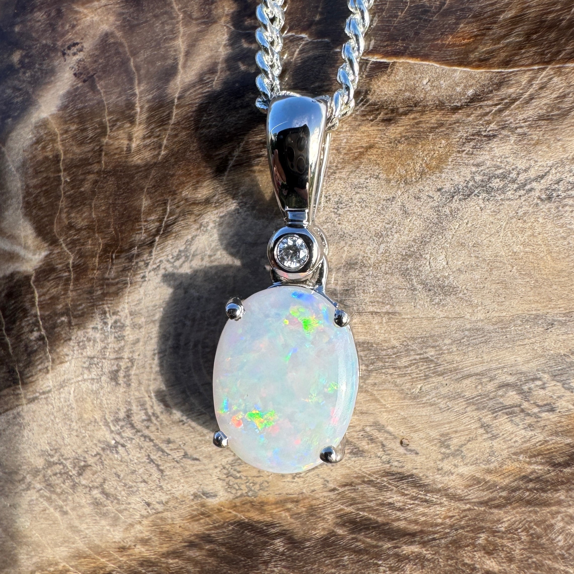 1.2ct Coober Pedy Opal Pendant Necklace ~ 'Marree Mirage' | 925 Sterling Silver | Solid Australian Opal