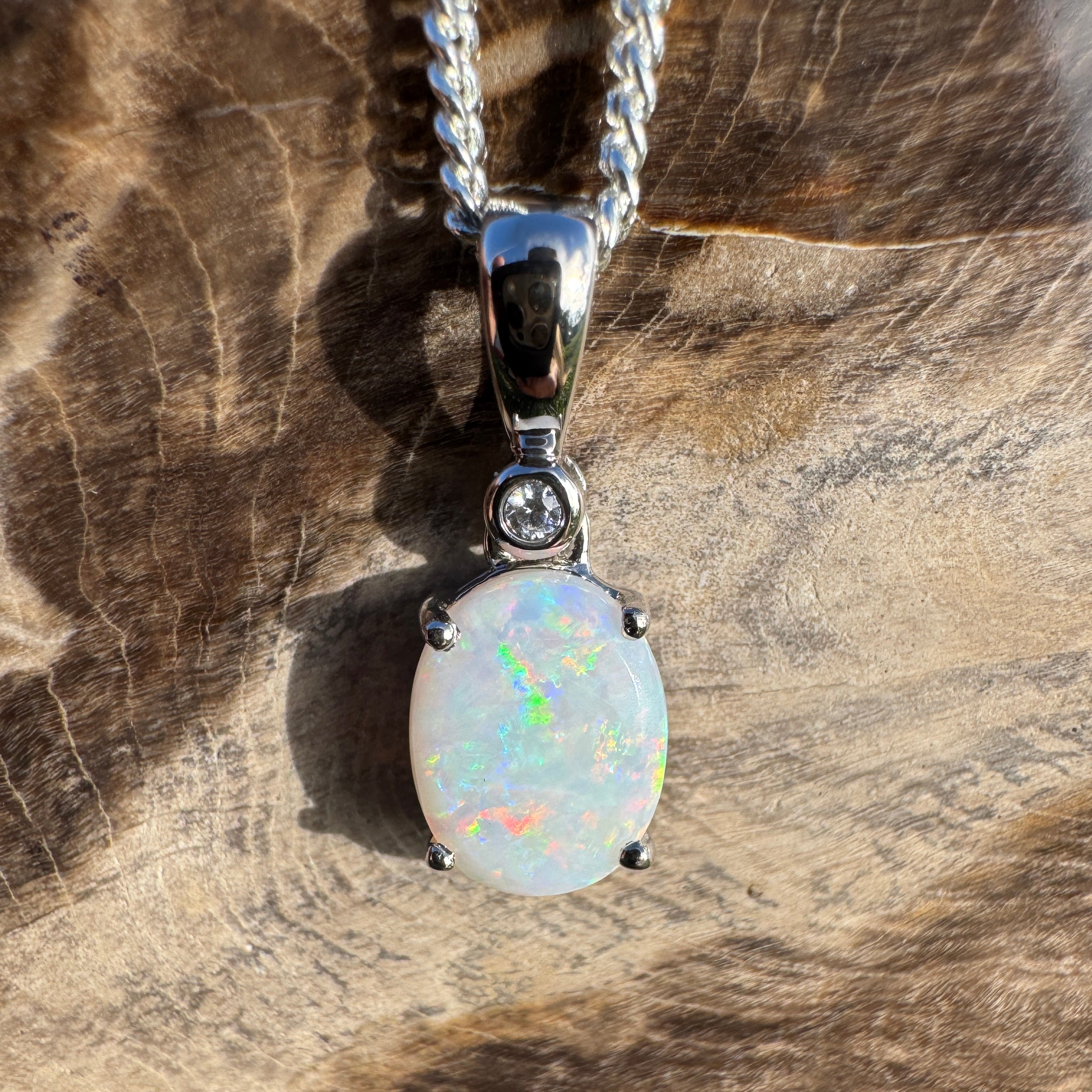 1.2ct Coober Pedy Opal Pendant Necklace ~ 'Marree Mirage' | 925 Sterling Silver | Solid Australian Opal