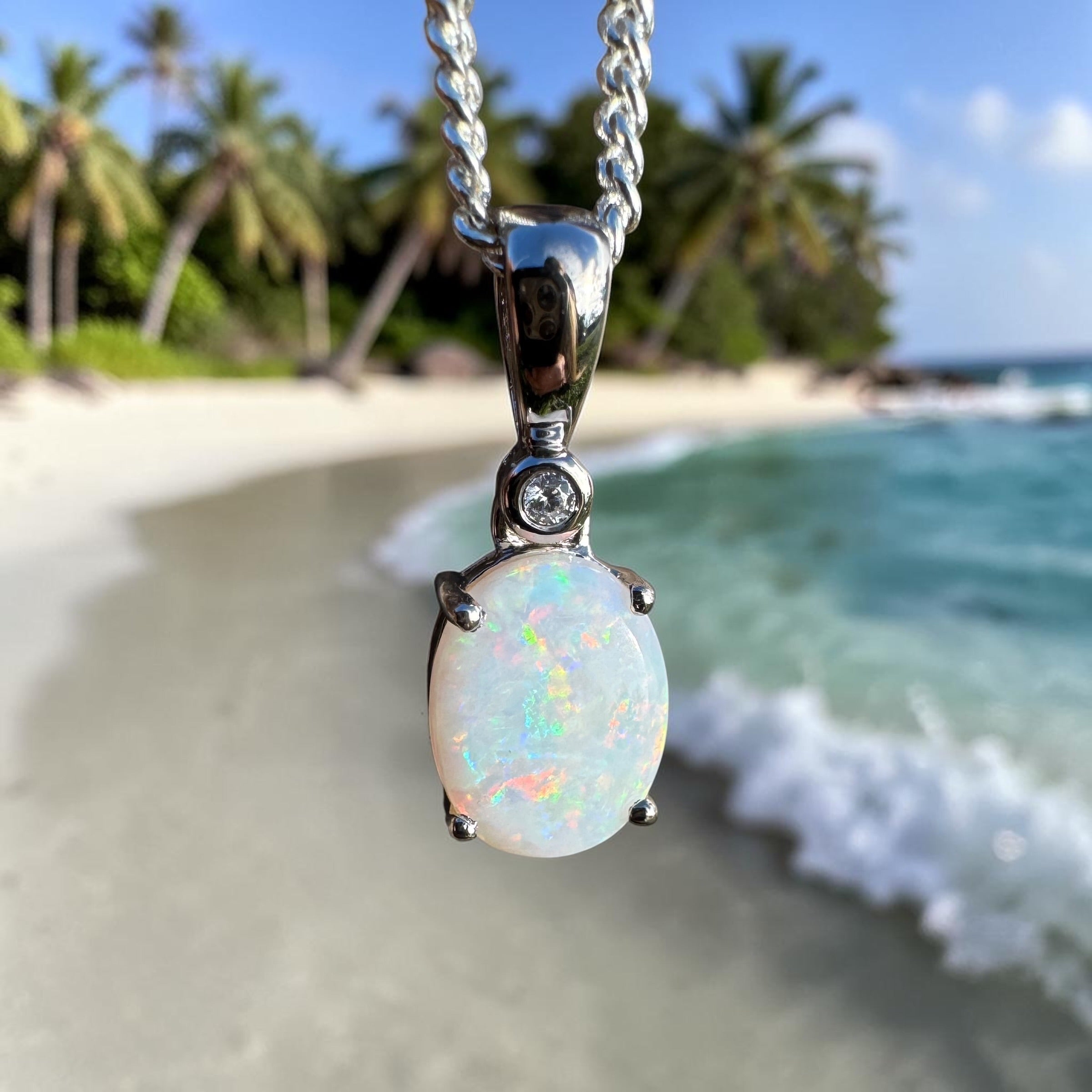 1.2ct Coober Pedy Opal Pendant Necklace ~ 'Marree Mirage' | 925 Sterling Silver | Solid Australian Opal