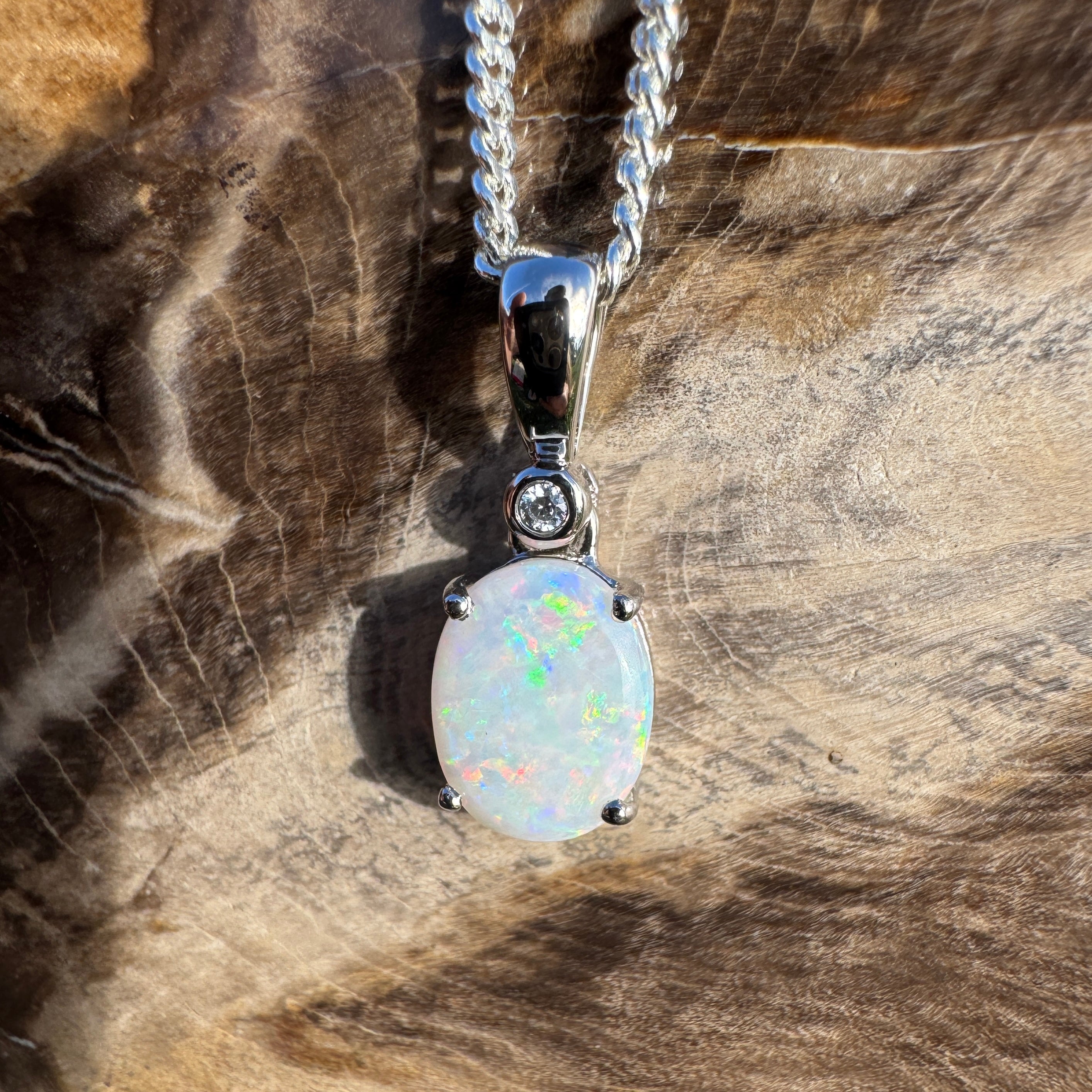 1.2ct Coober Pedy Opal Pendant Necklace ~ 'Marree Mirage' | 925 Sterling Silver | Solid Australian Opal