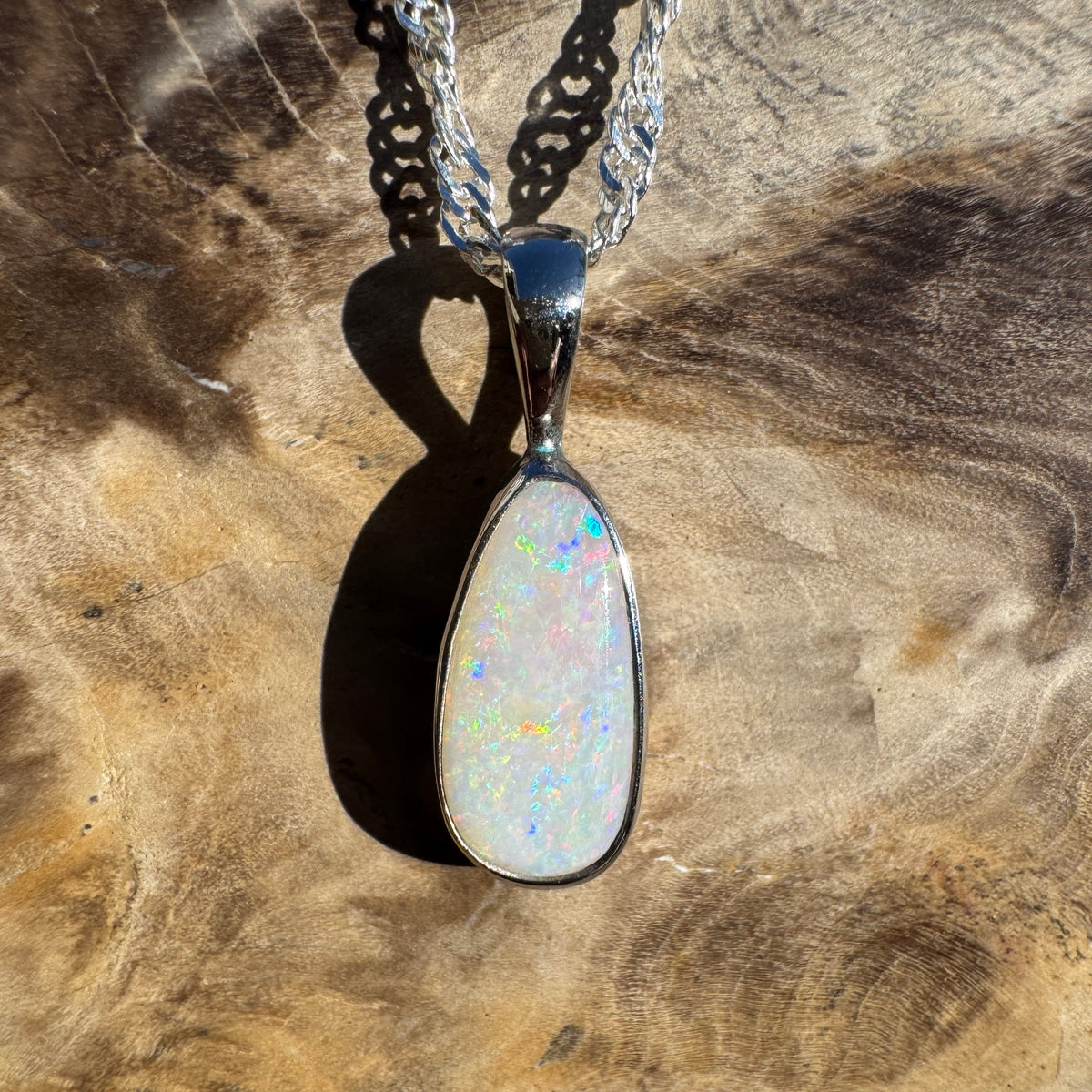 1.3ct Coober Pedy Opal Pendant Necklace ~ 'Edith Falls Mosaic' | 925 Sterling Silver | Solid Australian Opal