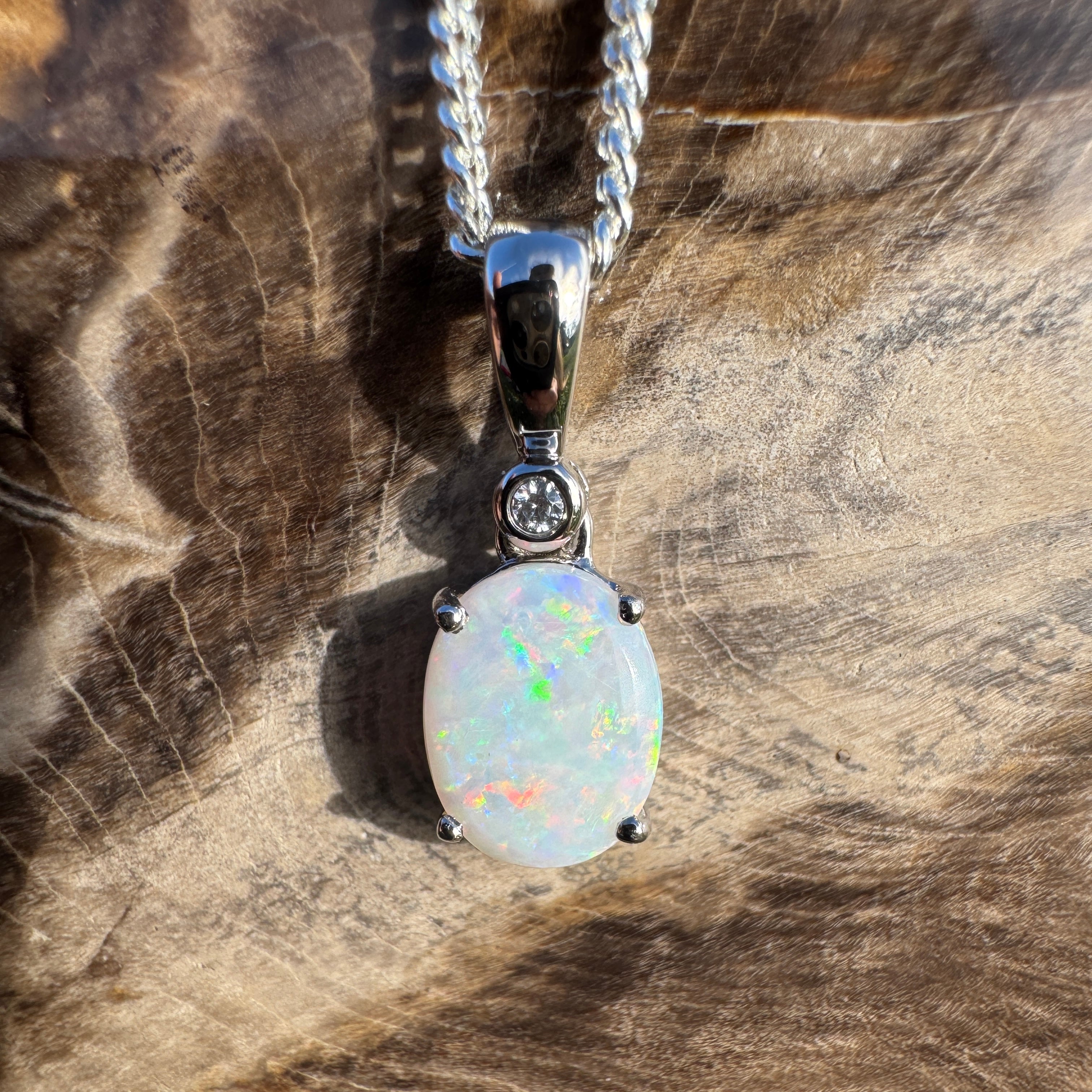1.2ct Coober Pedy Opal Pendant Necklace ~ 'Marree Mirage' | 925 Sterling Silver | Solid Australian Opal