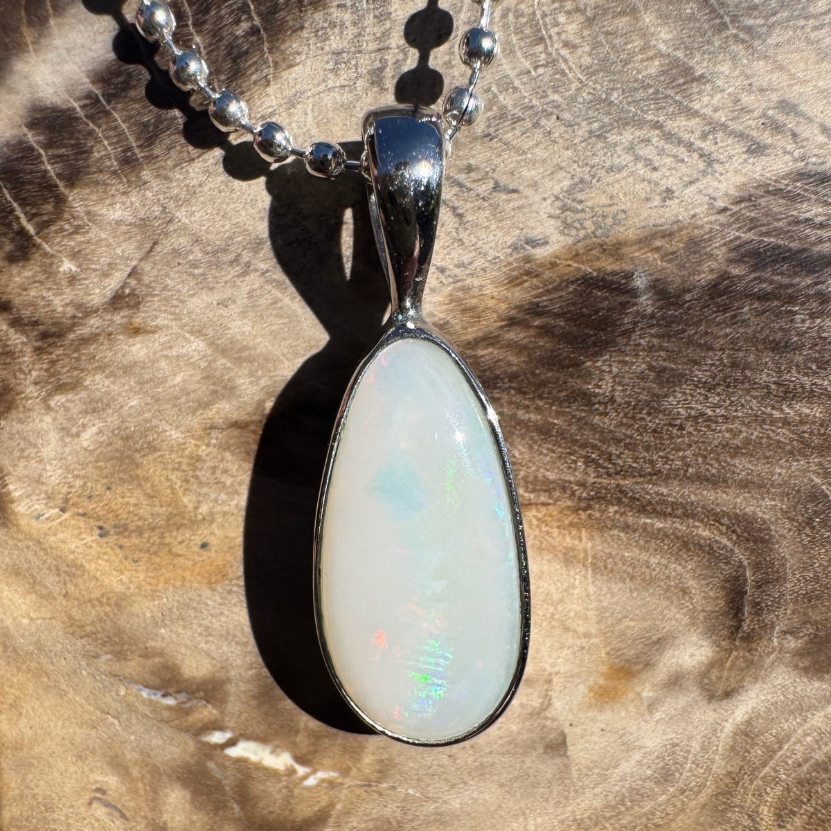 1.5ct Coober Pedy Opal Pendant Necklace ~ 'Lake Tyrrell Skies' | 925 Sterling Silver | Solid Australian Opal