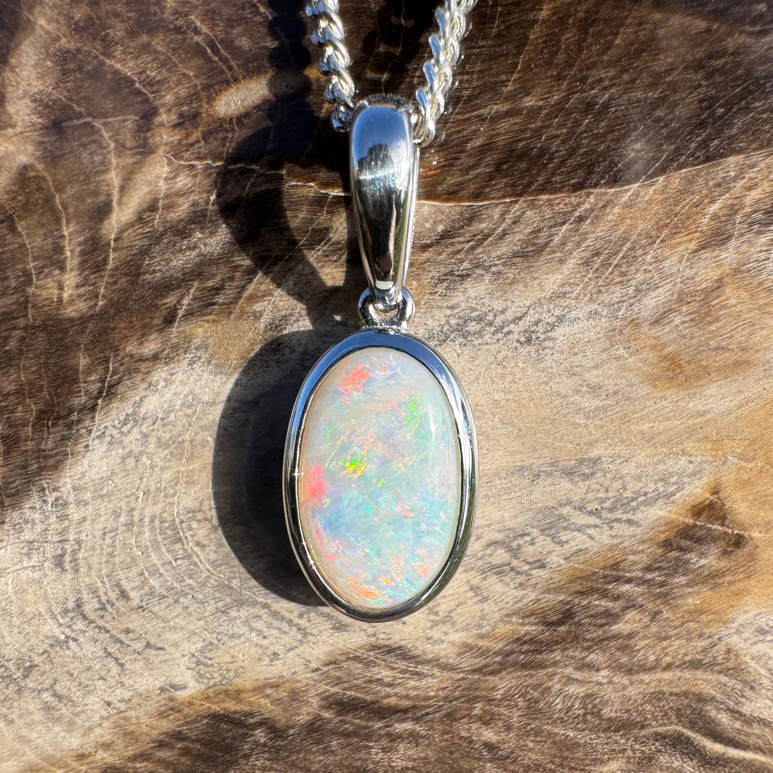 1.75ct Coober Pedy Opal Pendant Necklace ~ 'Horrocks Tide' | 925 Sterling Silver | Solid Australian Opal