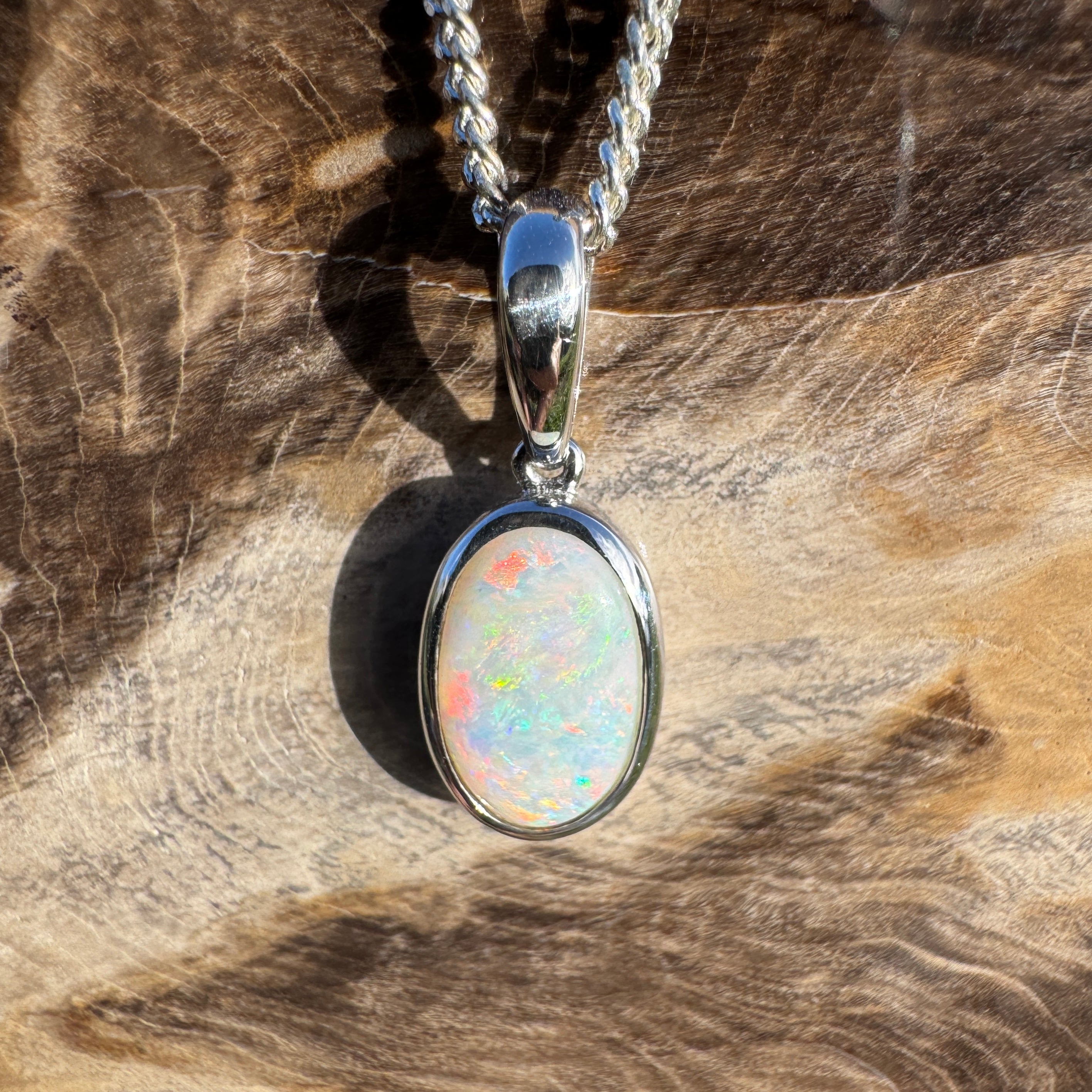 1.75ct Coober Pedy Opal Pendant Necklace ~ 'Horrocks Tide' | 925 Sterling Silver | Solid Australian Opal