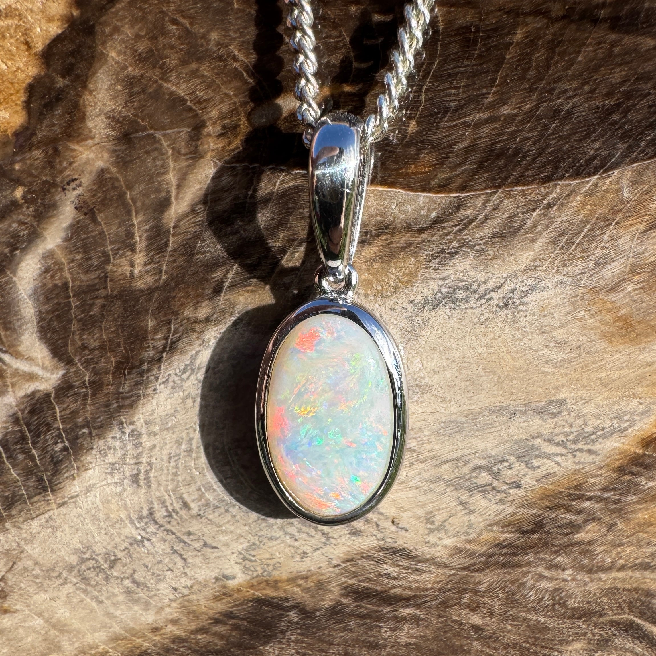 1.75ct Coober Pedy Opal Pendant Necklace ~ 'Horrocks Tide' | 925 Sterling Silver | Solid Australian Opal