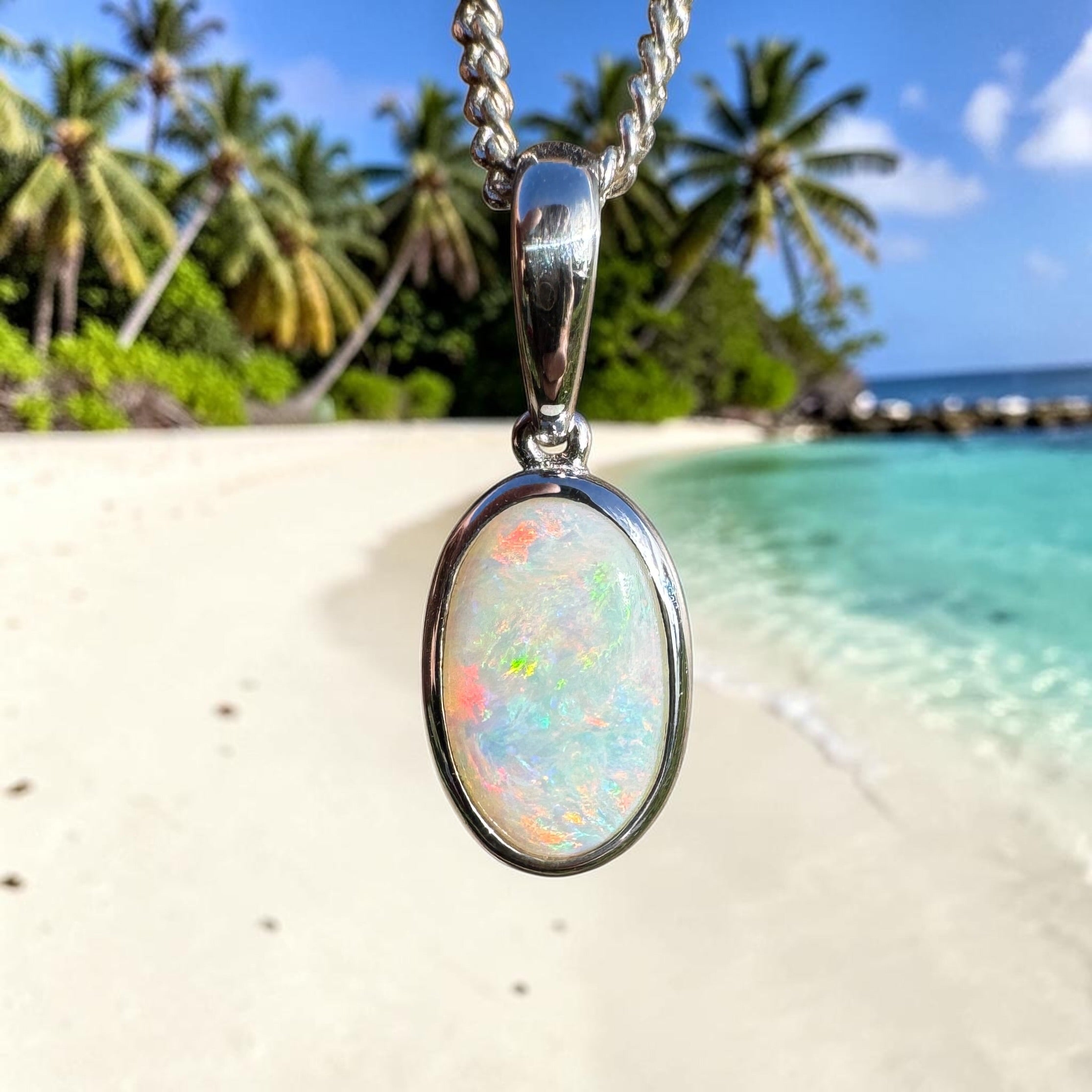 1.75ct Coober Pedy Opal Pendant Necklace ~ 'Horrocks Tide' | 925 Sterling Silver | Solid Australian Opal