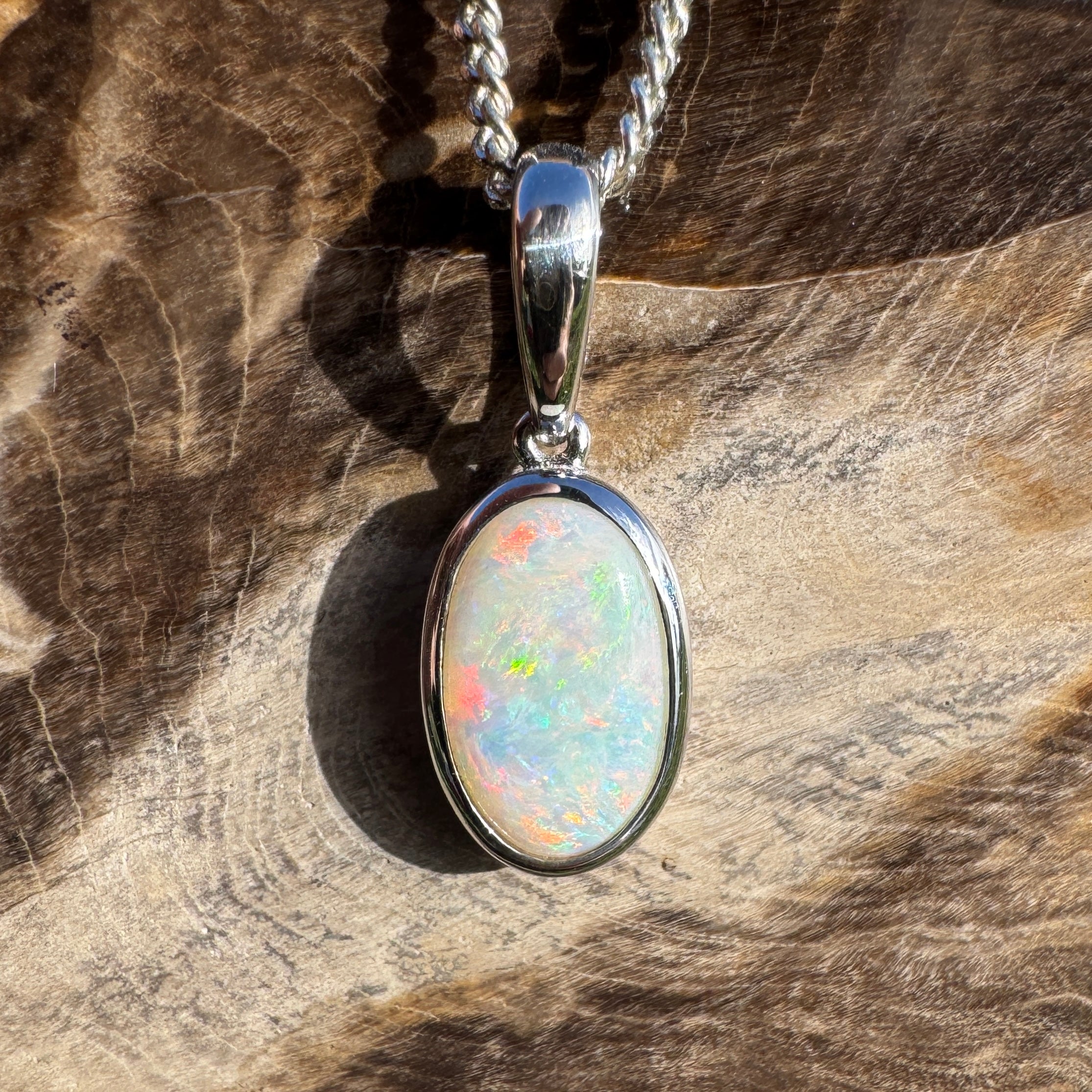 1.75ct Coober Pedy Opal Pendant Necklace ~ 'Horrocks Tide' | 925 Sterling Silver | Solid Australian Opal