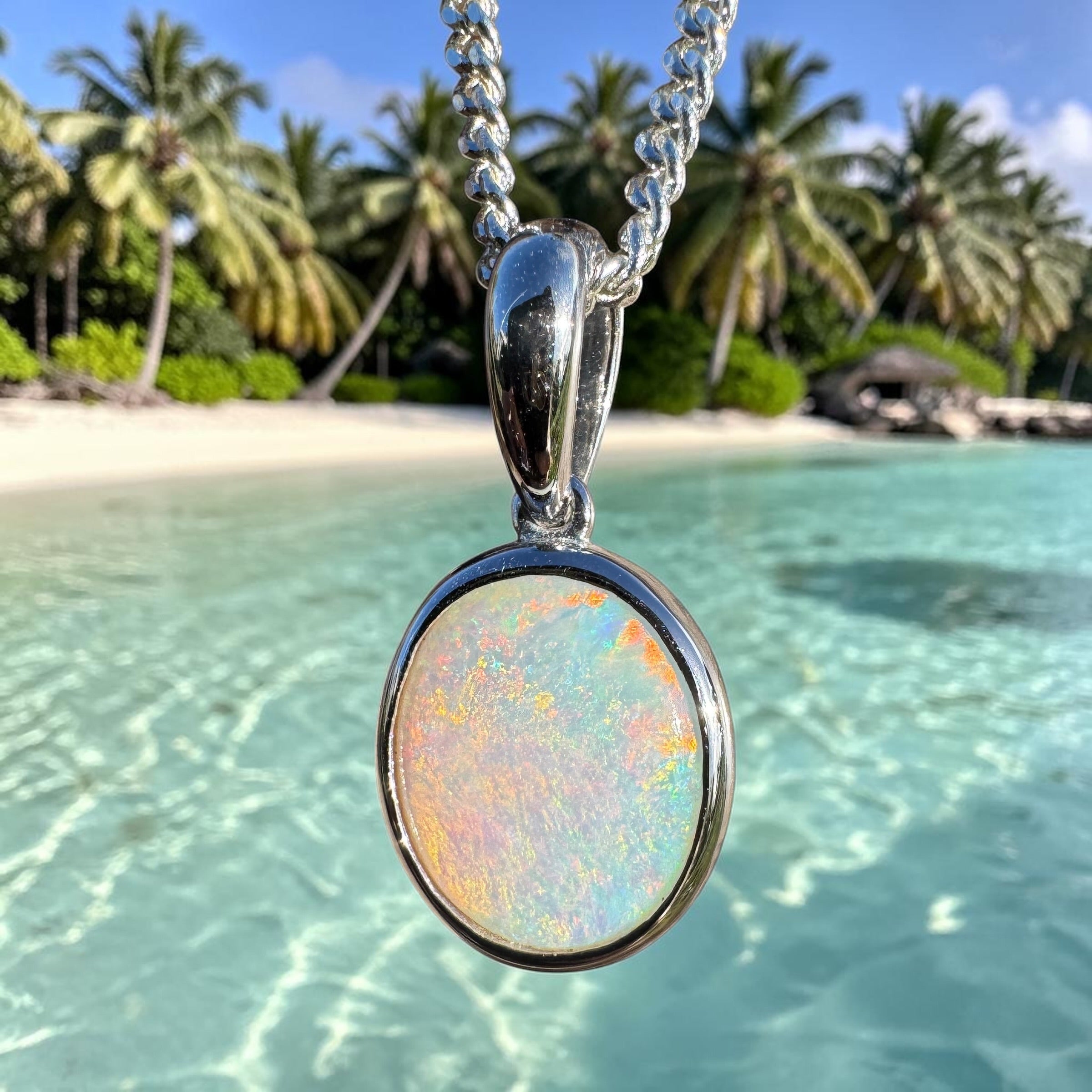 1.8ct Coober Pedy Opal Pendant Necklace ~ 'Brachina Gorge Flame' | 925 Sterling Silver | Solid Australian Opal