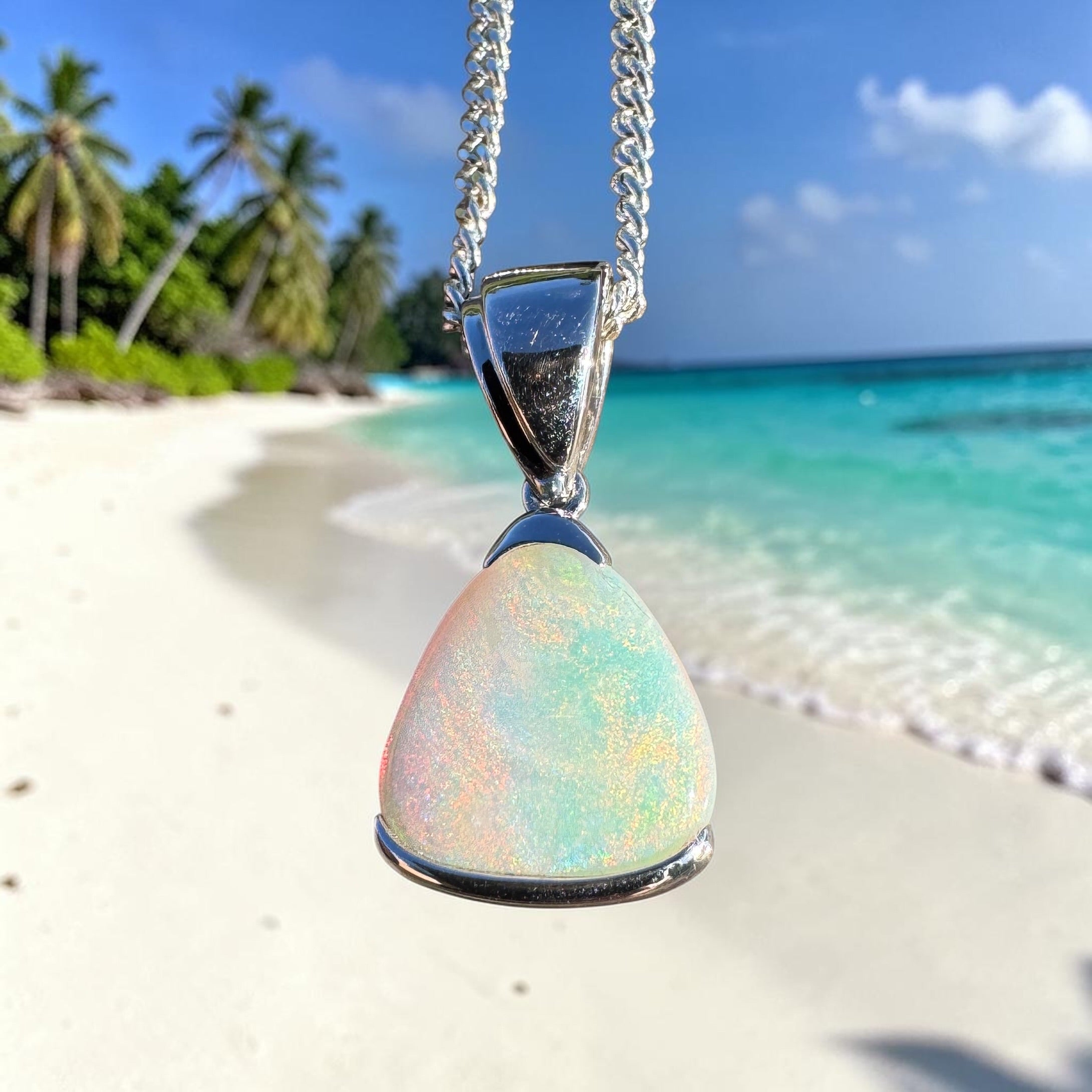 2.2ct Coober Pedy Opal Pendant Necklace ~ 'Peterborough Prism' | 925 Sterling Silver | Solid Australian Opal
