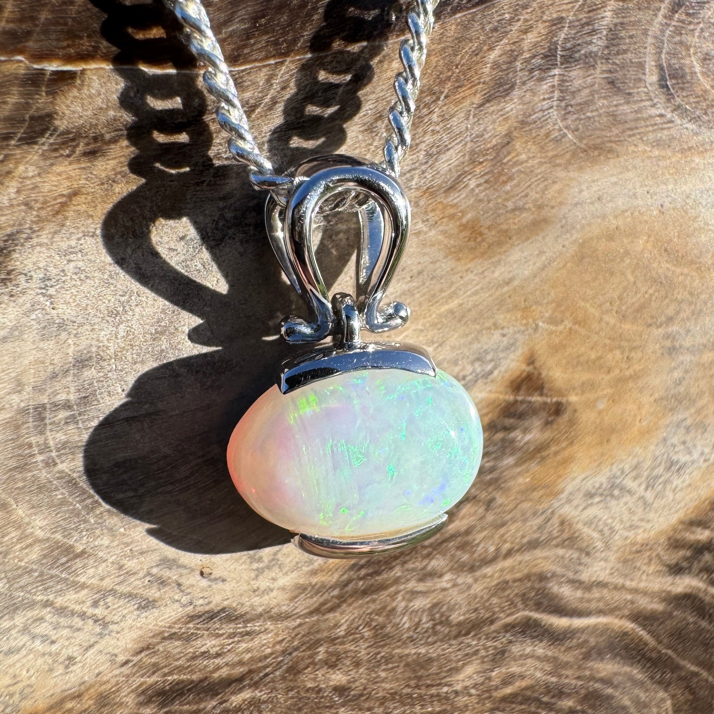 1.4ct Coober Pedy Opal Pendant Necklace ~ 'Lyndhurst Radiance' | 925 Sterling Silver | Solid Australian Opal