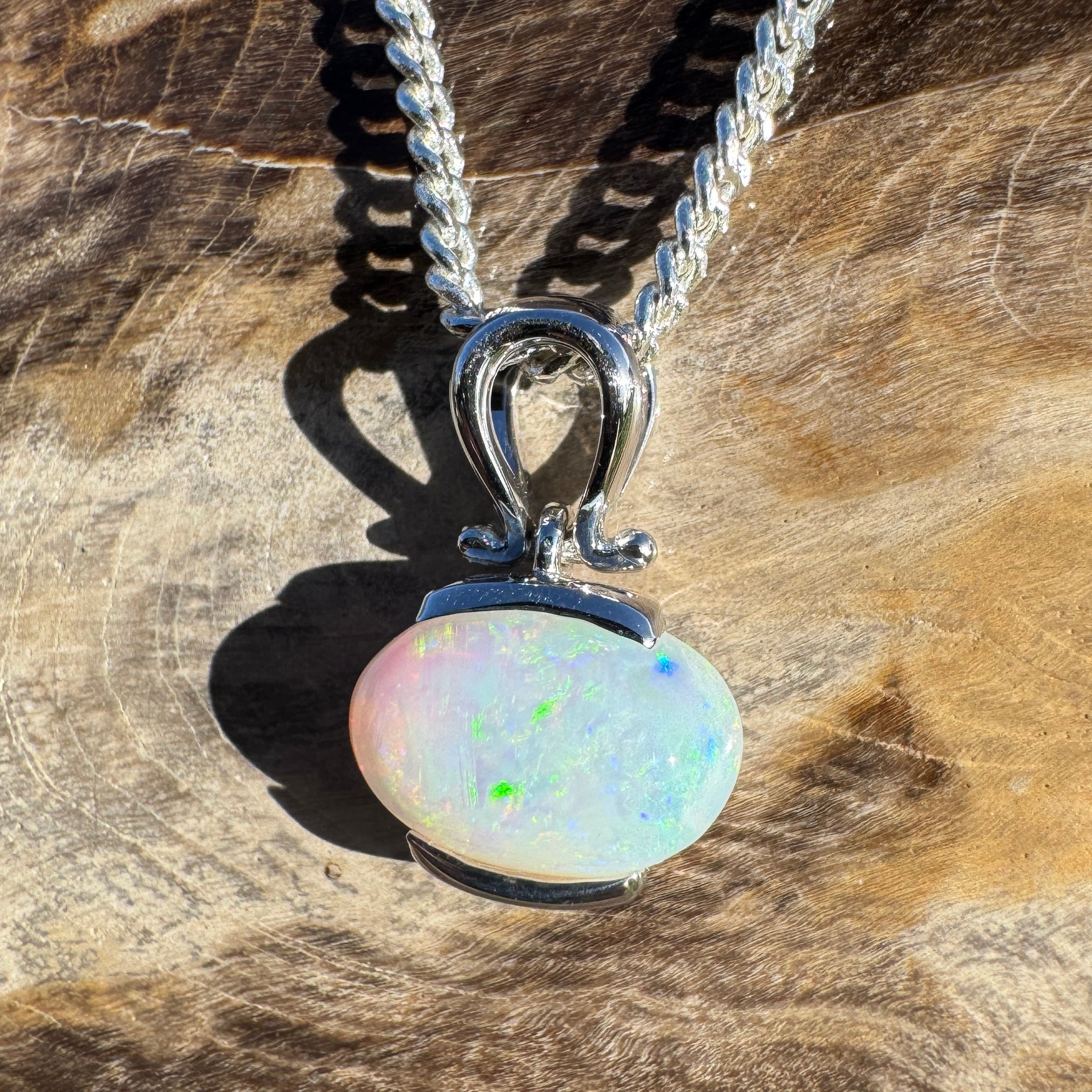 1.4ct Coober Pedy Opal Pendant Necklace ~ 'Lyndhurst Radiance' | 925 Sterling Silver | Solid Australian Opal