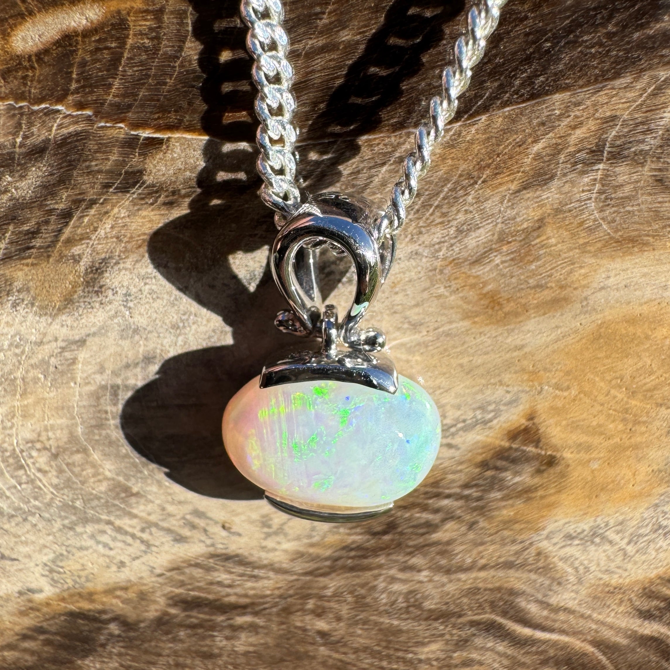 1.4ct Coober Pedy Opal Pendant Necklace ~ 'Lyndhurst Radiance' | 925 Sterling Silver | Solid Australian Opal
