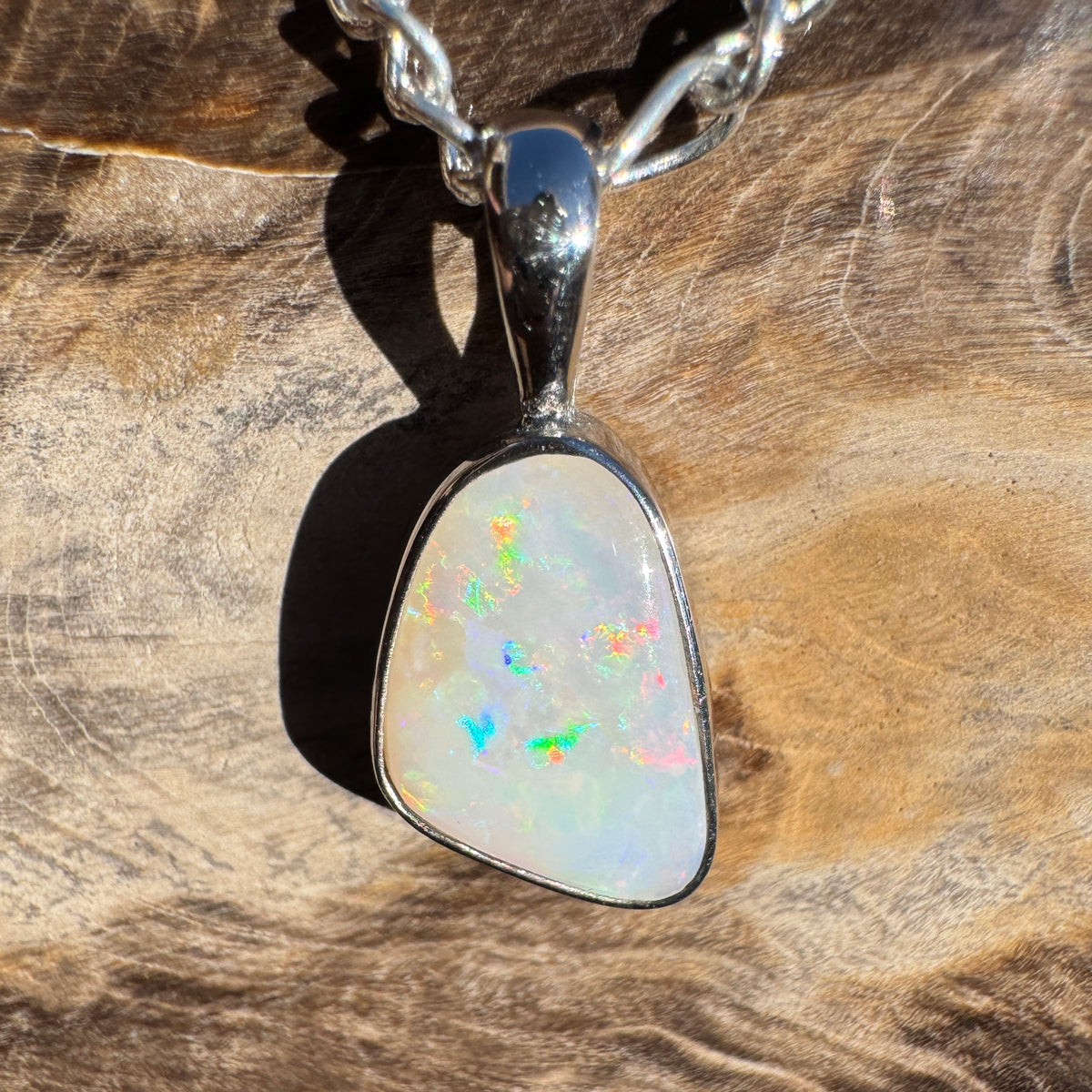 1.3ct Coober Pedy Opal Pendant Necklace ~ 'Gemtree Glint' | 925 Sterling Silver | Solid Australian Opal