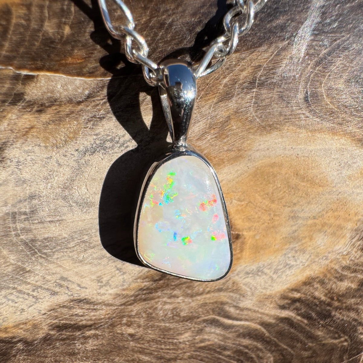1.3ct Coober Pedy Opal Pendant Necklace ~ 'Gemtree Glint' | 925 Sterling Silver | Solid Australian Opal