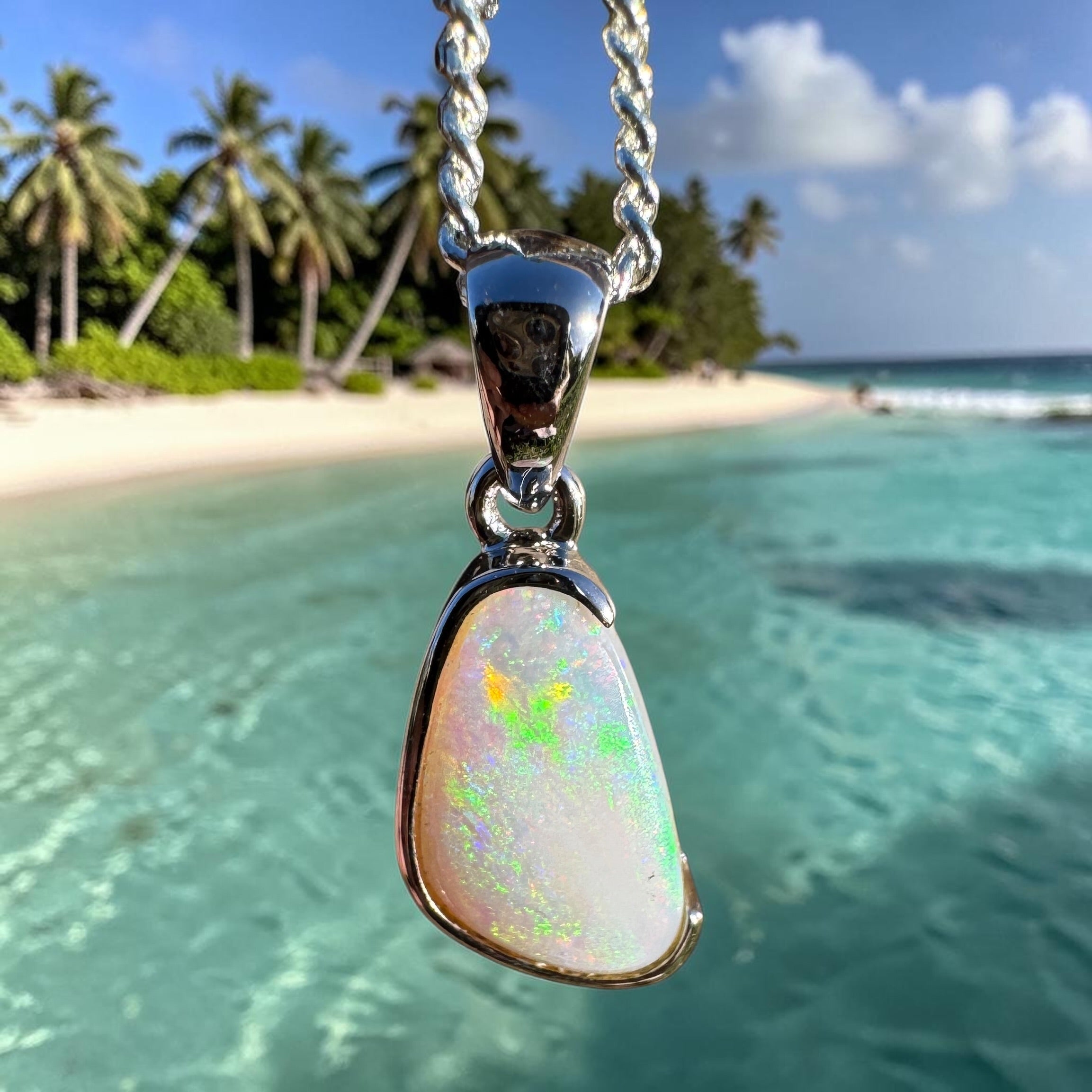 1.7ct Coober Pedy Opal Pendant Necklace ~ 'Burra Highlands Drift' | 925 Sterling Silver | Solid Australian Opal