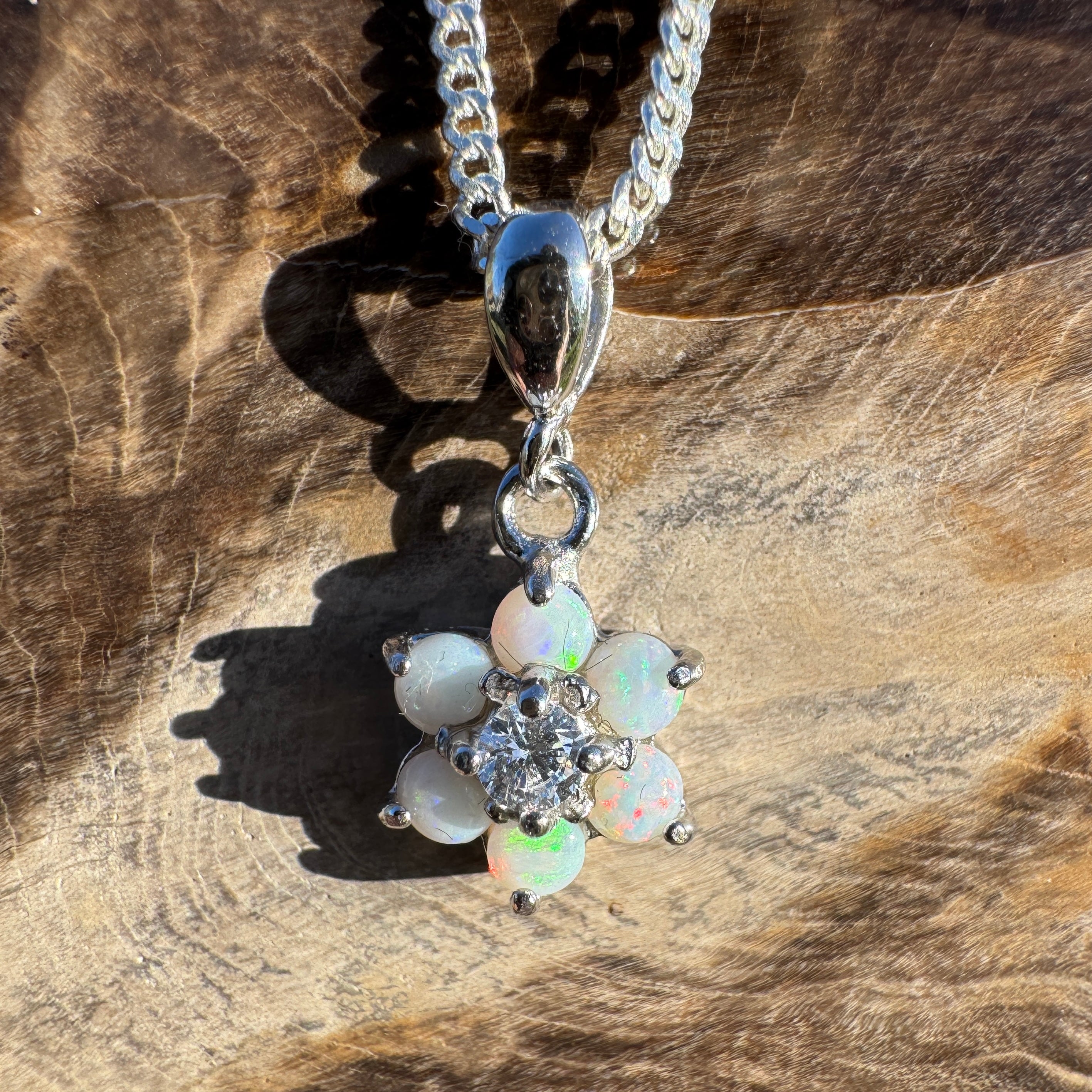 1.2ct Coober Pedy Opal Pendant Necklace ~ 'Orroroo Sunrise' | 925 Sterling Silver | Solid Australian Opal