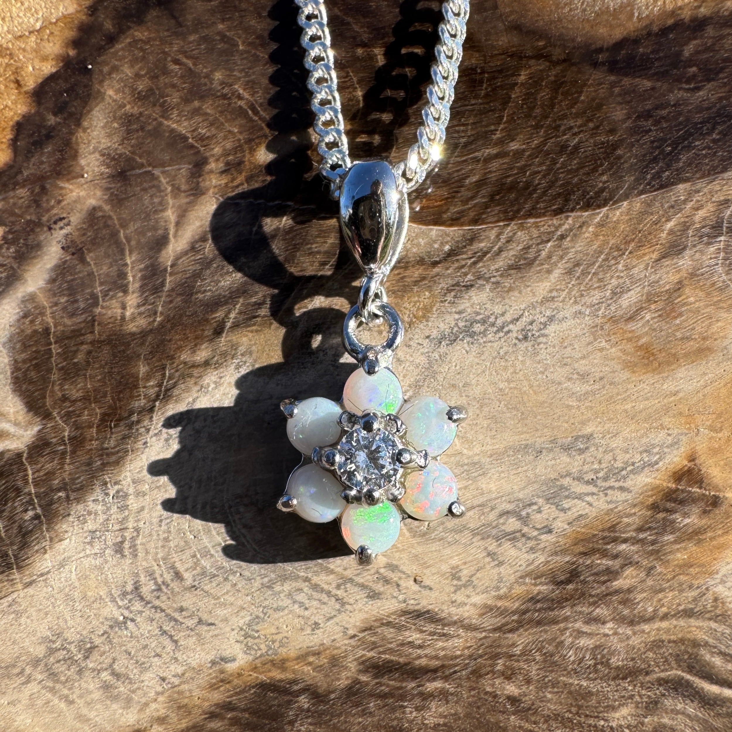 1.2ct Coober Pedy Opal Pendant Necklace ~ 'Orroroo Sunrise' | 925 Sterling Silver | Solid Australian Opal