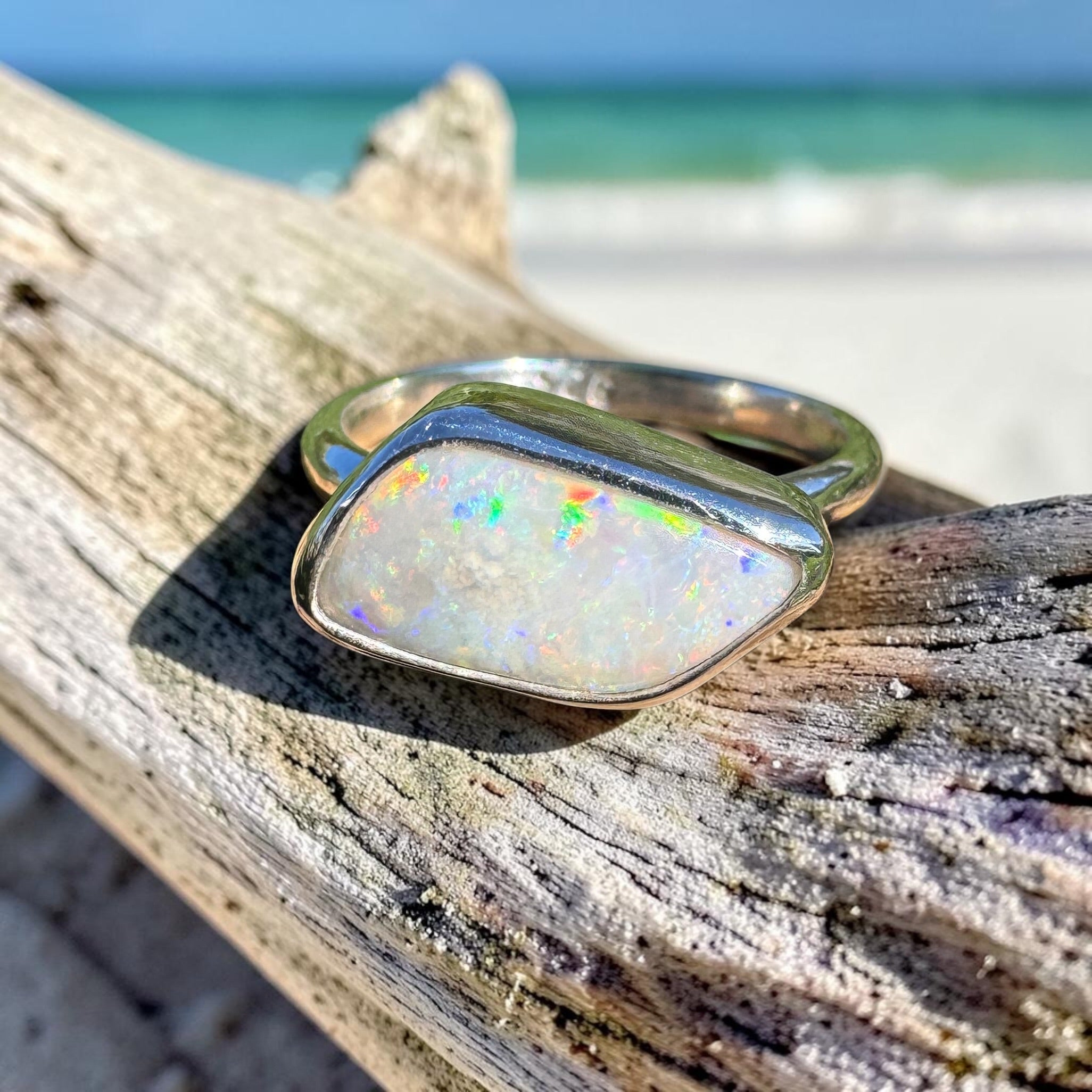 2ct Mintabie Opal Ring ~ 'Hyams Whisper' | Solid Australian Opal | 925 Sterling Silver