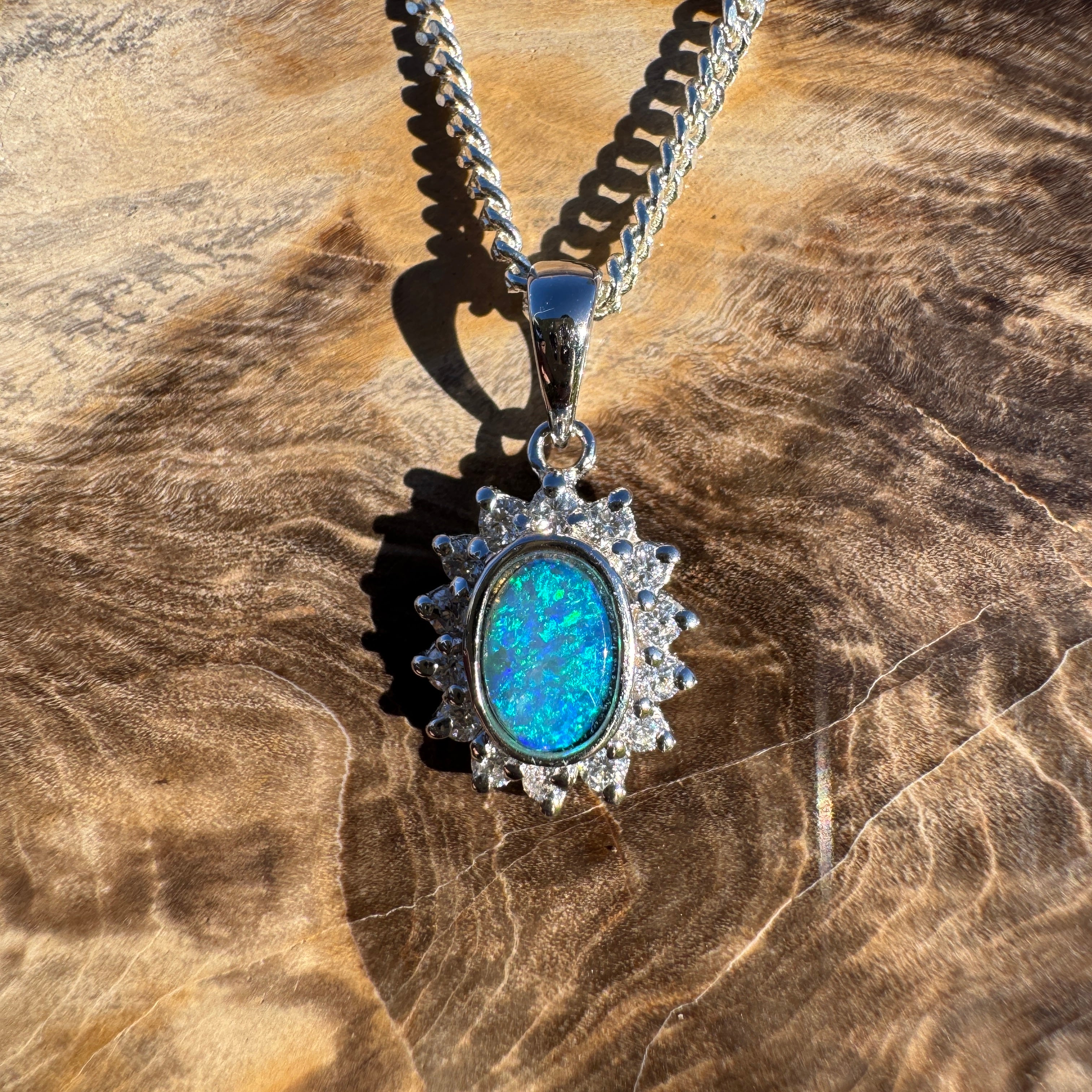 0.5ct Lightning Ridge Opal Pendant Necklace ~ 'Hawkings Point Blues' | 925 Sterling Silver | Solid Australian Opal