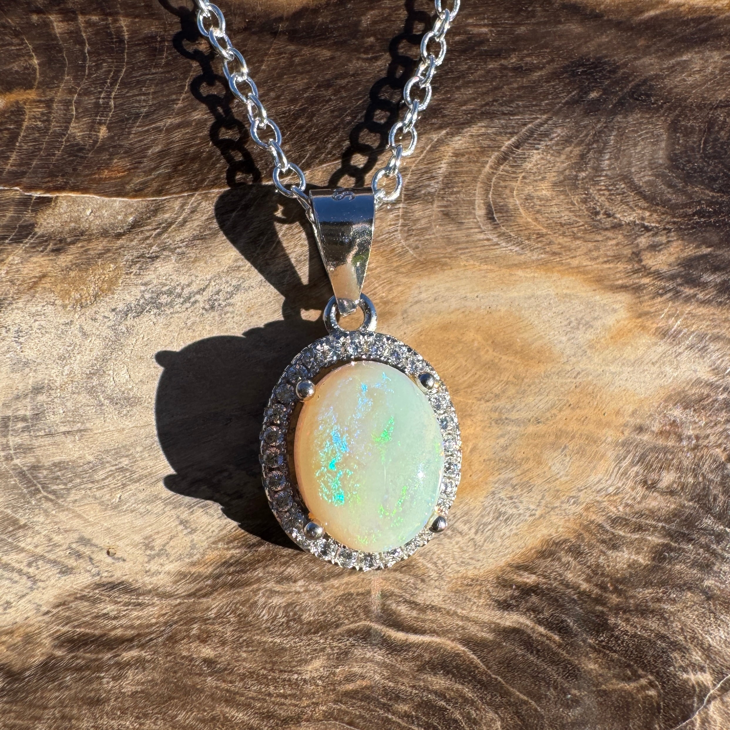 1.2ct Coober Pedy Opal Pendant Necklace ~ 'Cossack Colour' | 925 Sterling Silver | Solid Australian Opal