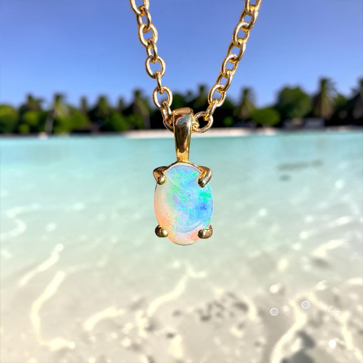 0.4ct Coober Pedy Opal Pendant Necklace ~ 'Richmond Bridge Gold' | Yellow Gold Coated 925 Sterling Silver | Solid Australian Opal