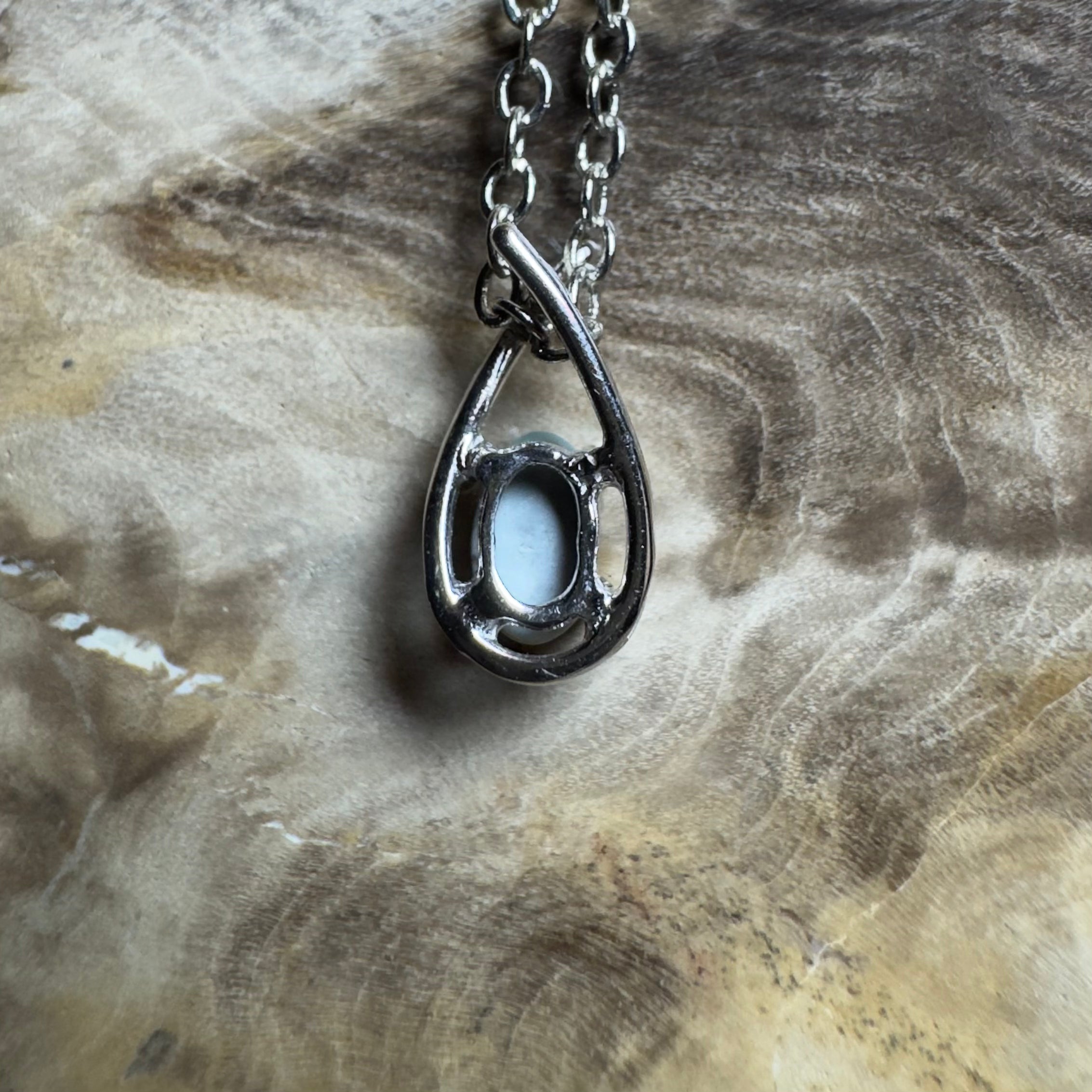 Outback Glimmer ~ 0.3ct Lightning Ridge Crystal Opal 18ct White Gold Pendant