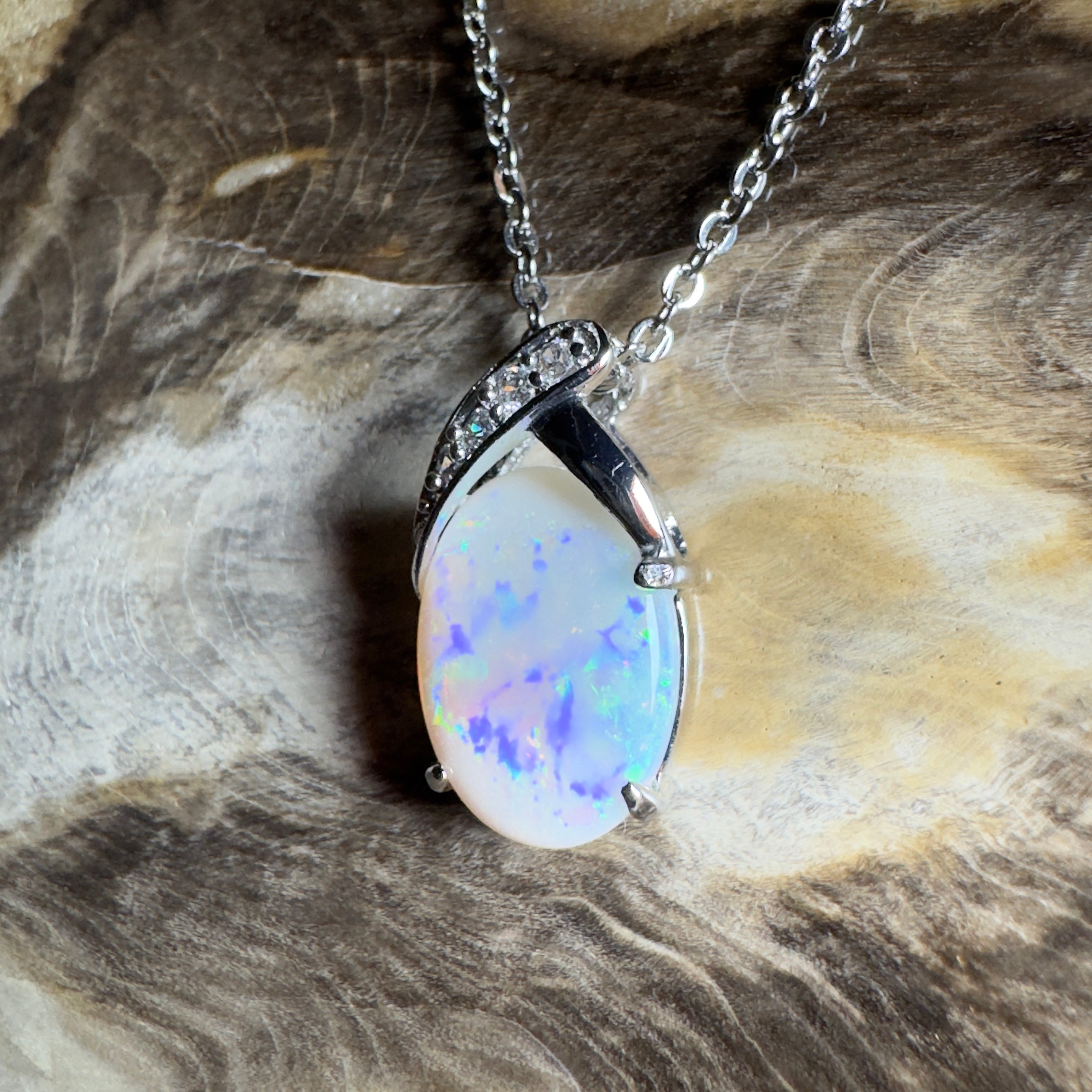 Ningaloo Reef Glow ~3ct Coober Pedy Opal 925 Silver Pendant