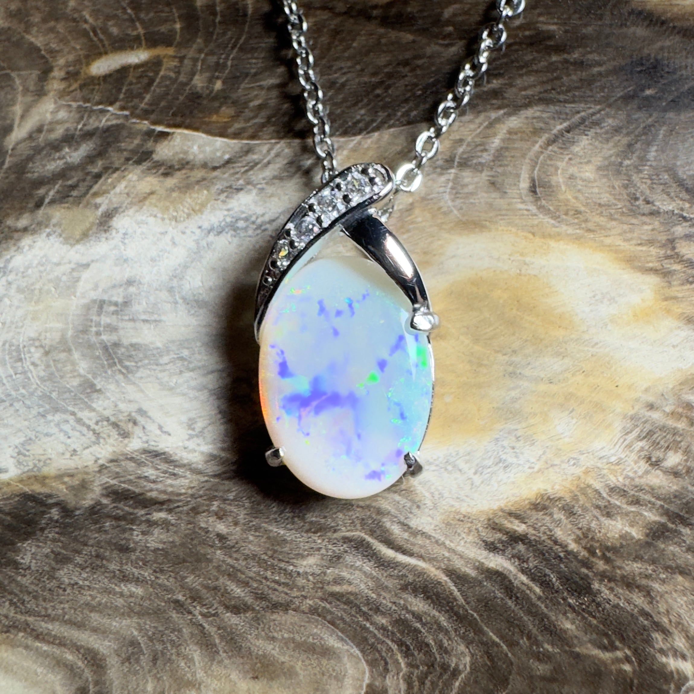 Ningaloo Reef Glow ~3ct Coober Pedy Opal 925 Silver Pendant