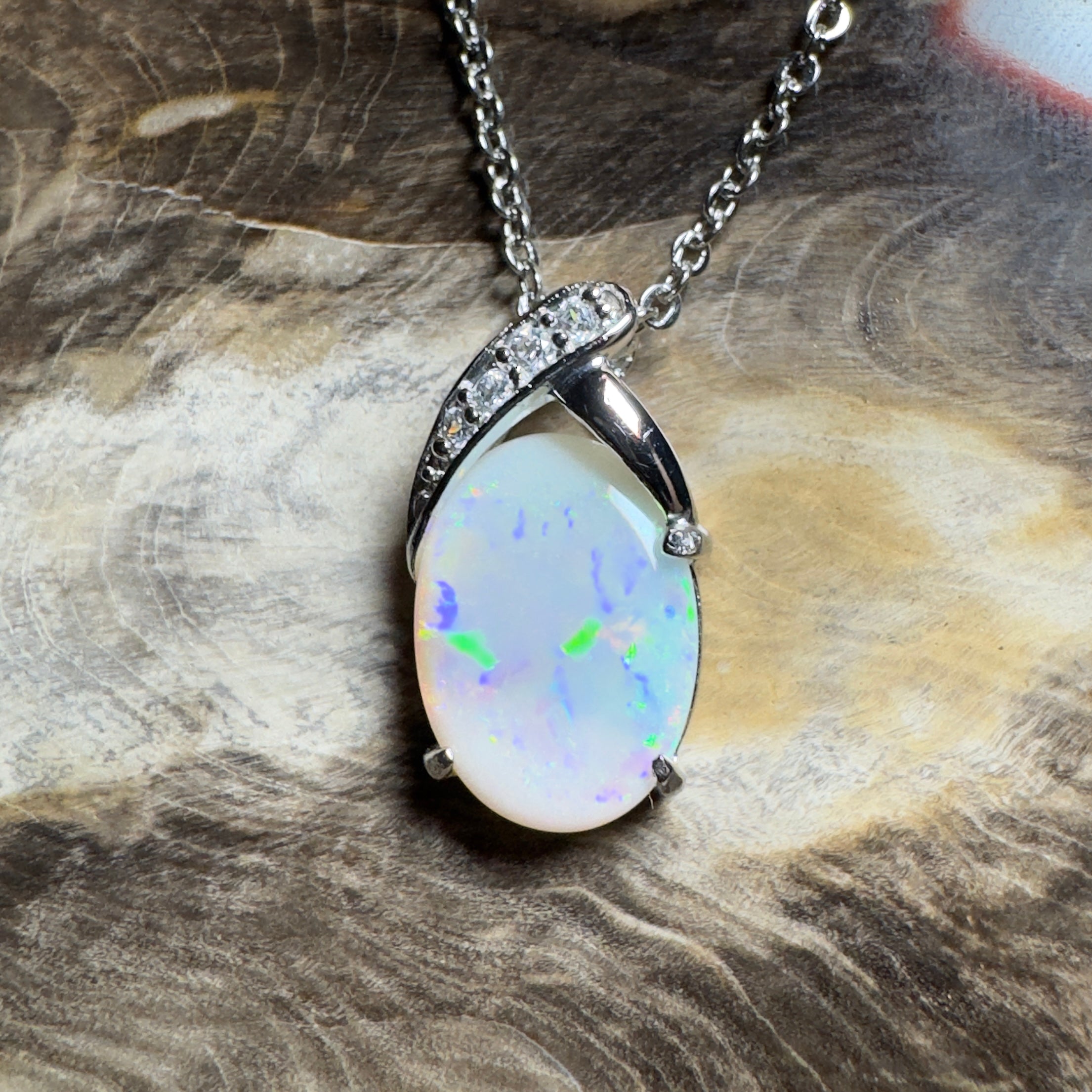 Ningaloo Reef Glow ~3ct Coober Pedy Opal 925 Silver Pendant