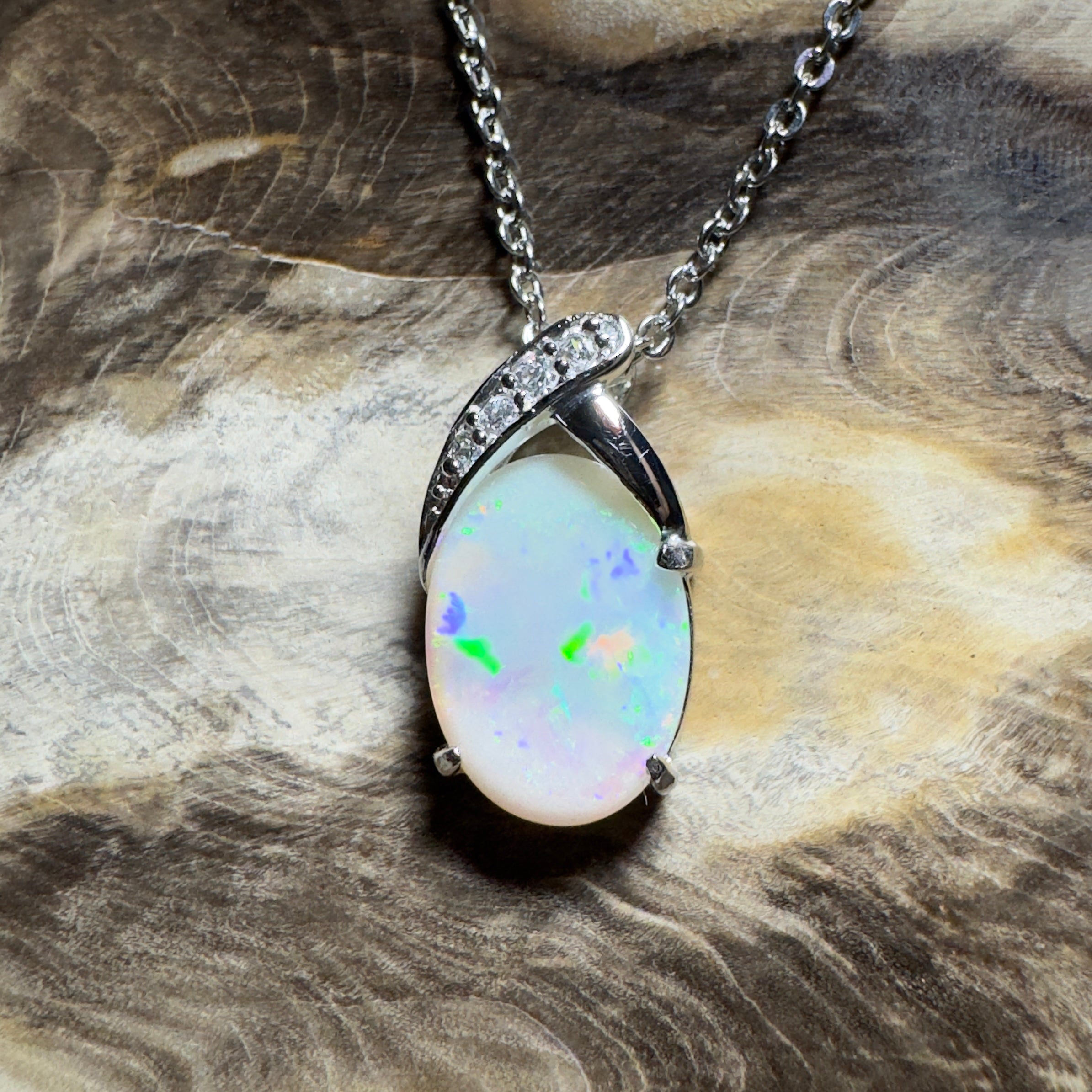 Ningaloo Reef Glow ~3ct Coober Pedy Opal 925 Silver Pendant