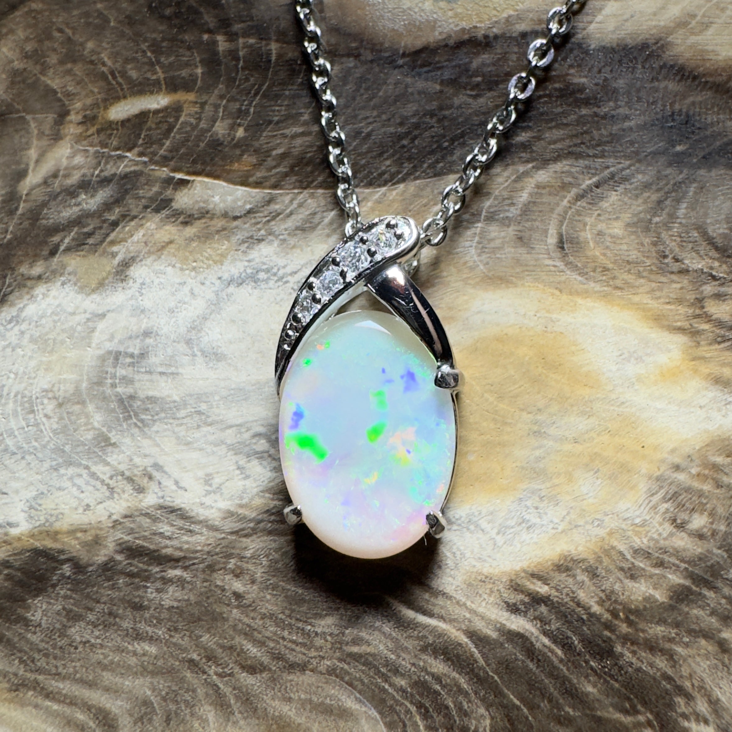 Ningaloo Reef Glow ~3ct Coober Pedy Opal 925 Silver Pendant
