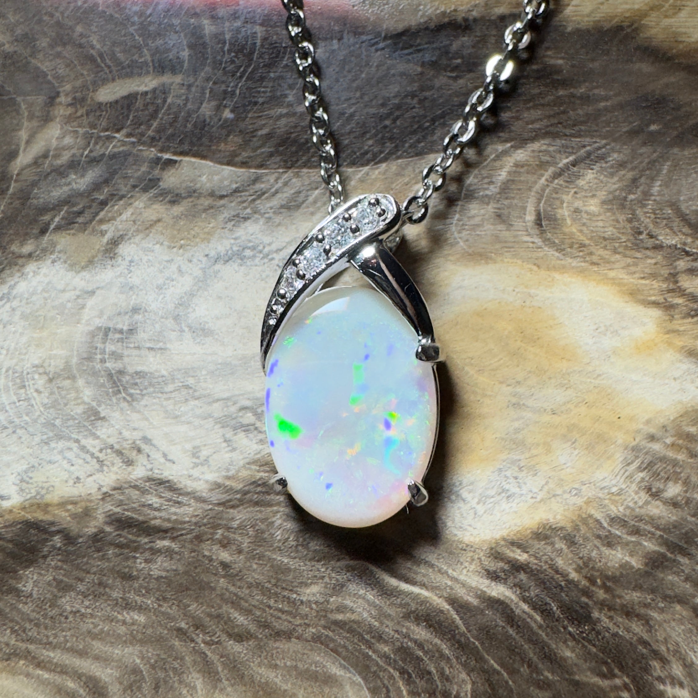 Ningaloo Reef Glow ~3ct Coober Pedy Opal 925 Silver Pendant