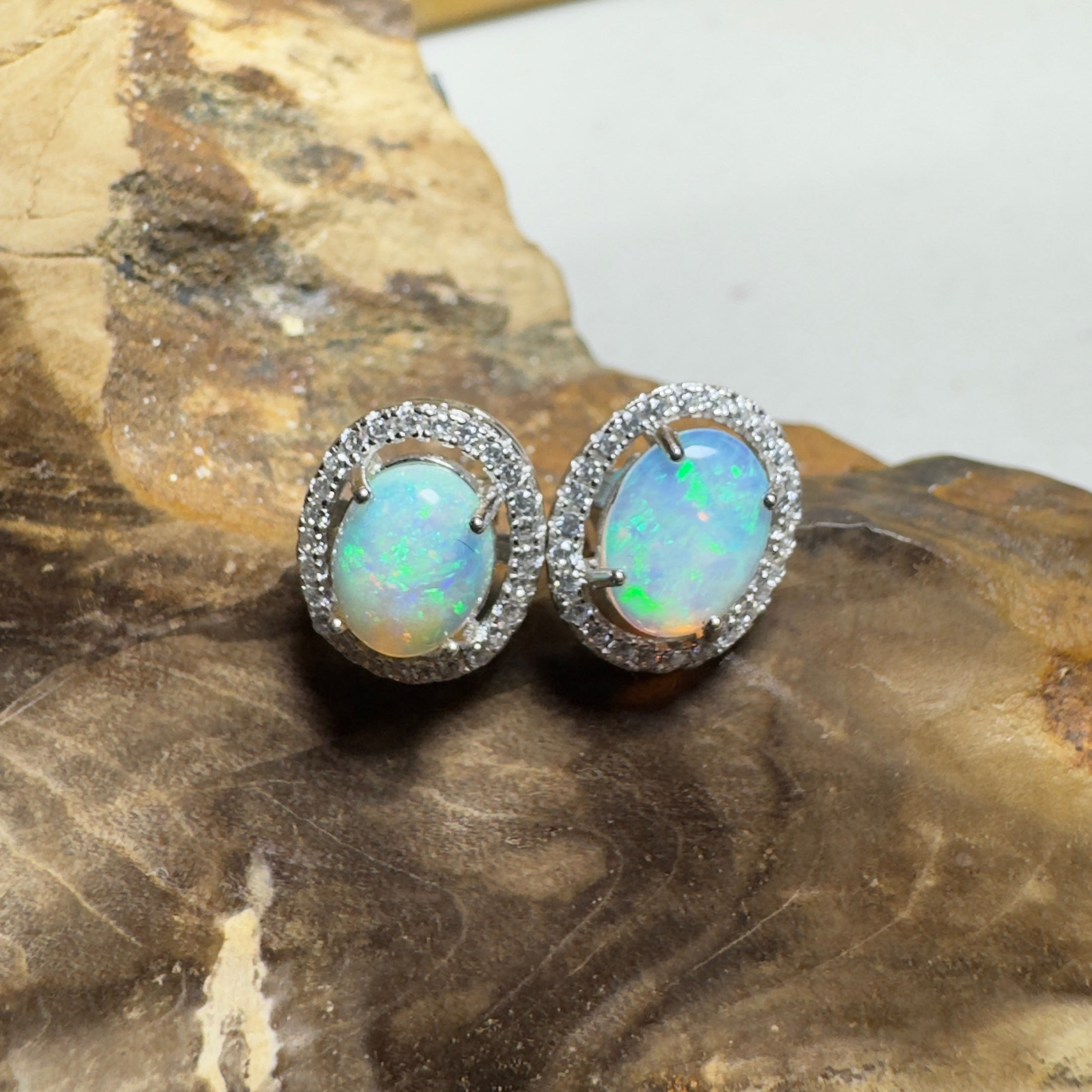 Cradle Mountain Glow ~ 1.6ct Coober Pedy Opal Sterling Silver Earrings