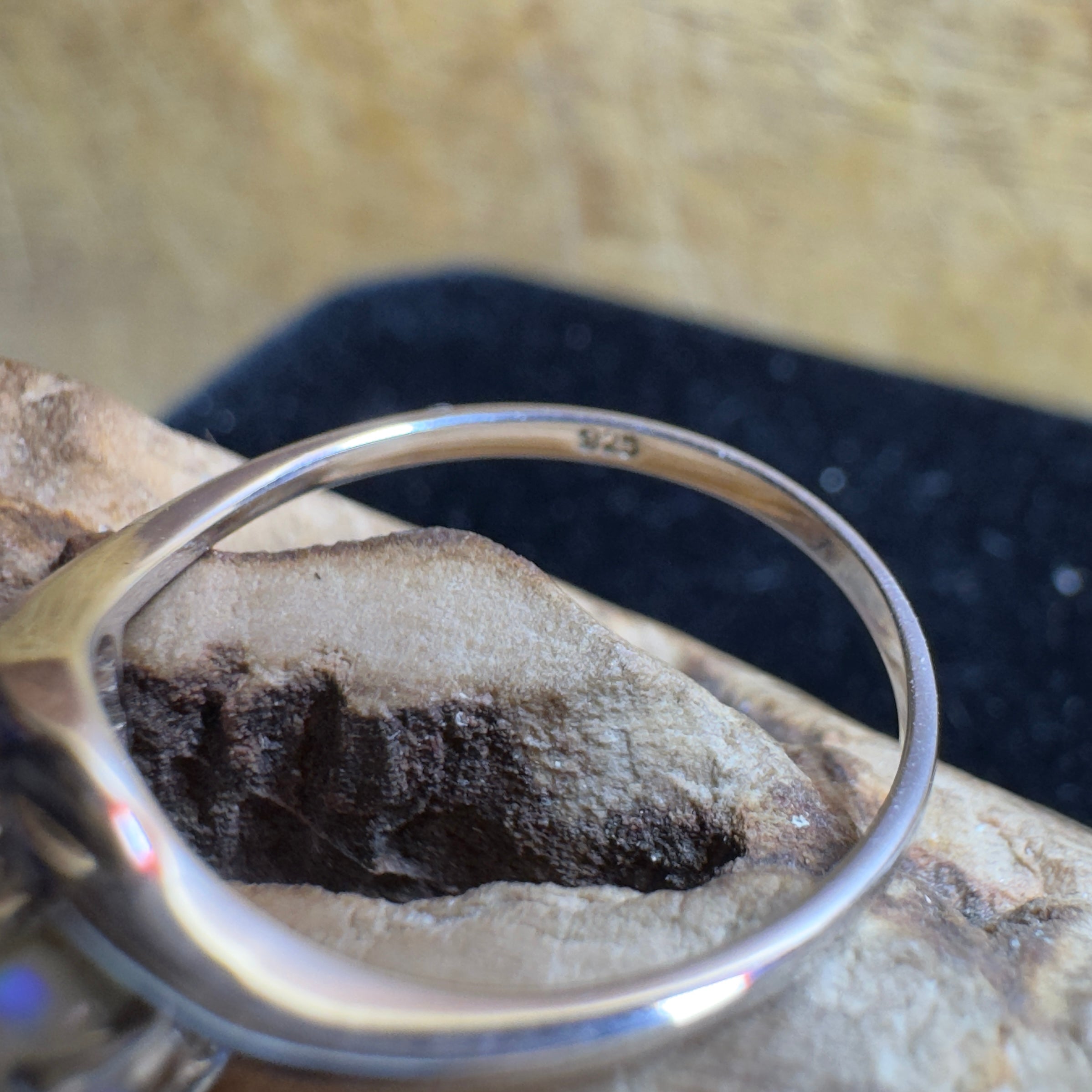 Coober Pedy Opal Ring ~ 'Great Ocean Drift' | 925 Sterling Silver | Solid Australian Opal