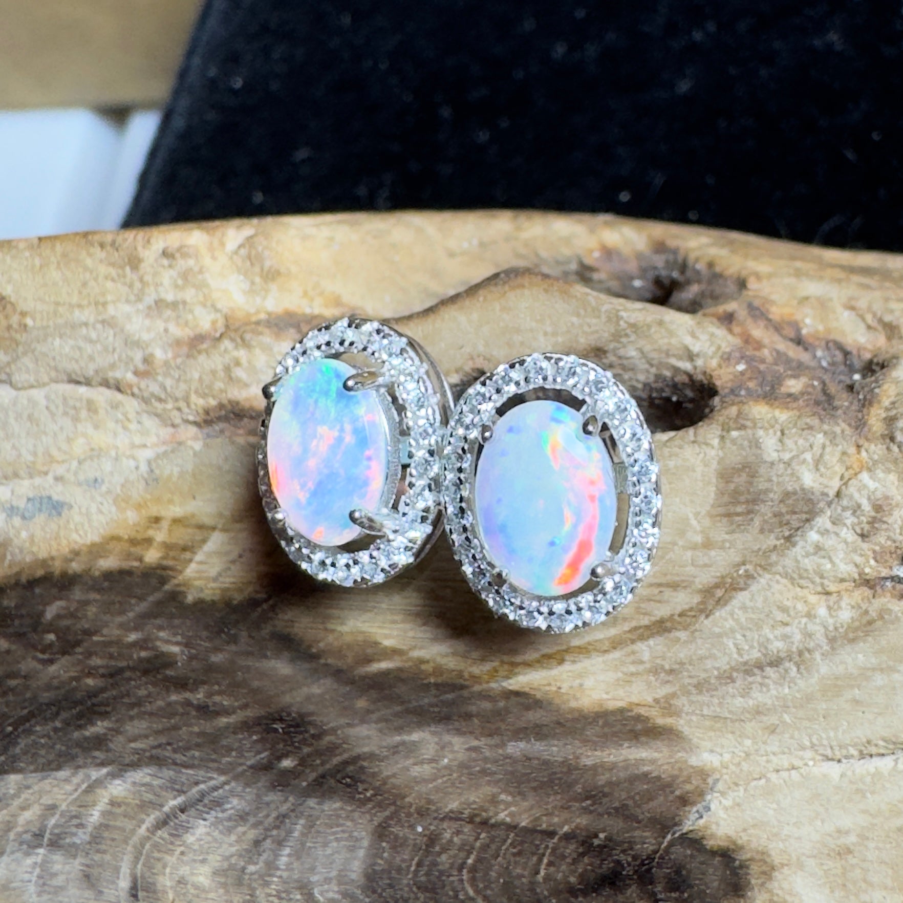 Bell Gorge Glimmer ~ 1.4ct Coober Pedy Opal Sterling Silver Earrings