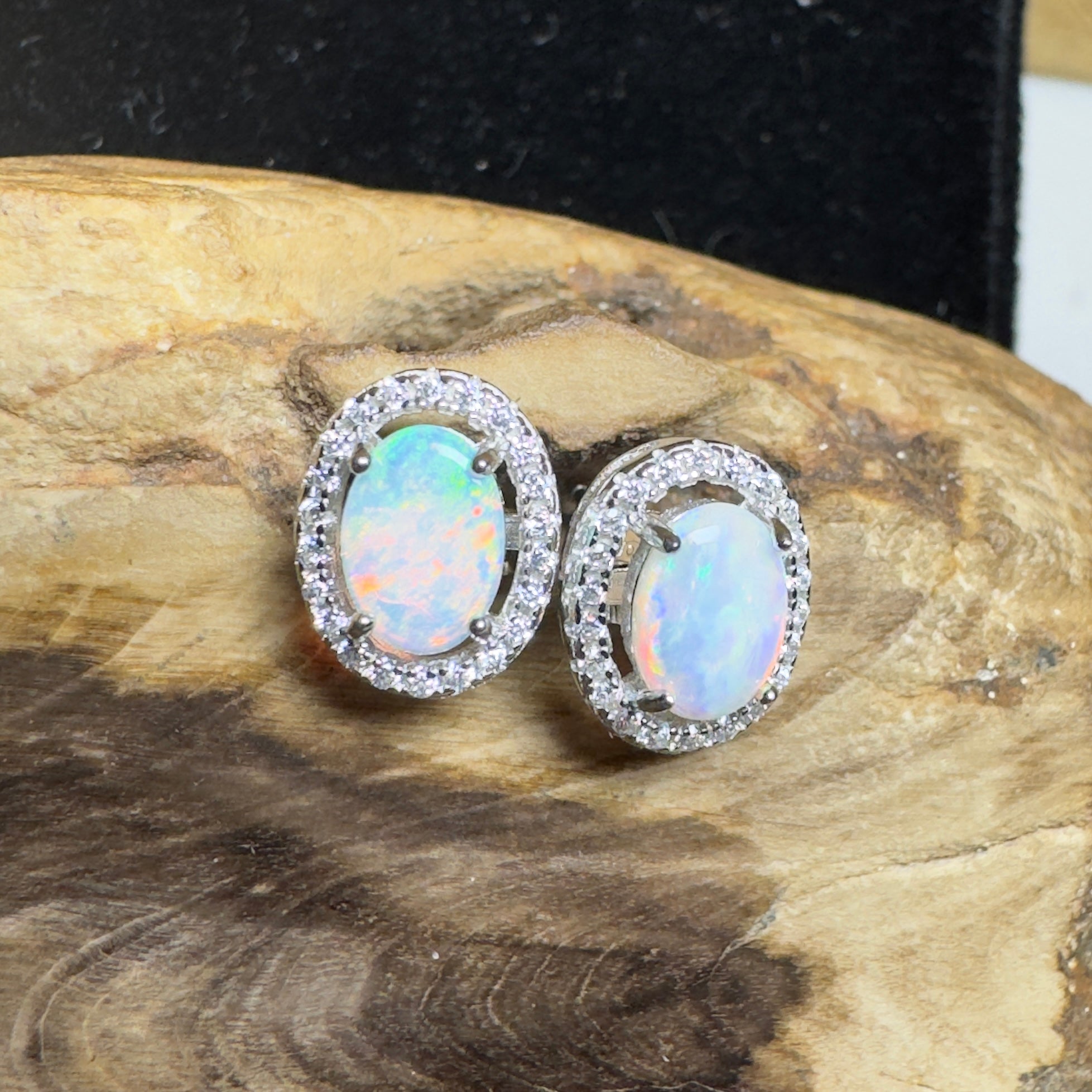Bell Gorge Glimmer ~ 1.4ct Coober Pedy Opal Sterling Silver Earrings