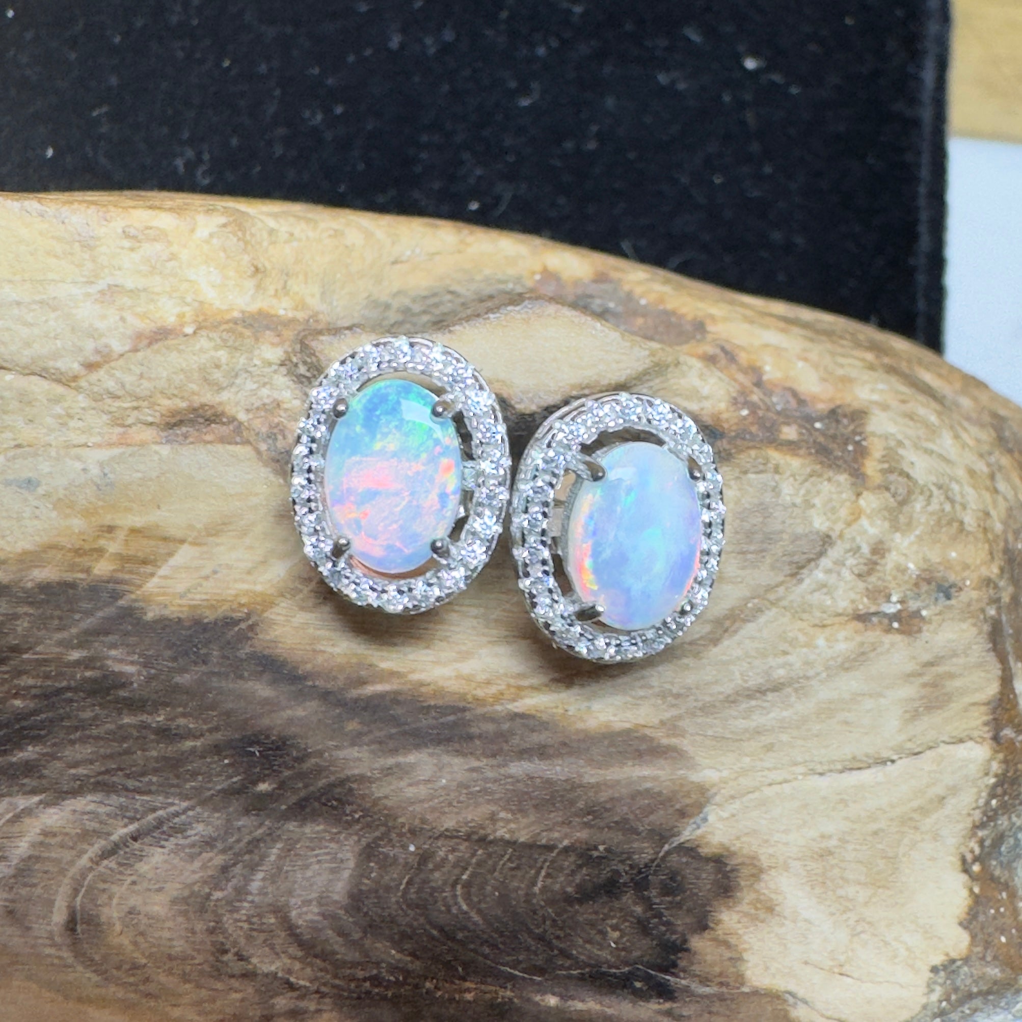Bell Gorge Glimmer ~ 1.4ct Coober Pedy Opal Sterling Silver Earrings